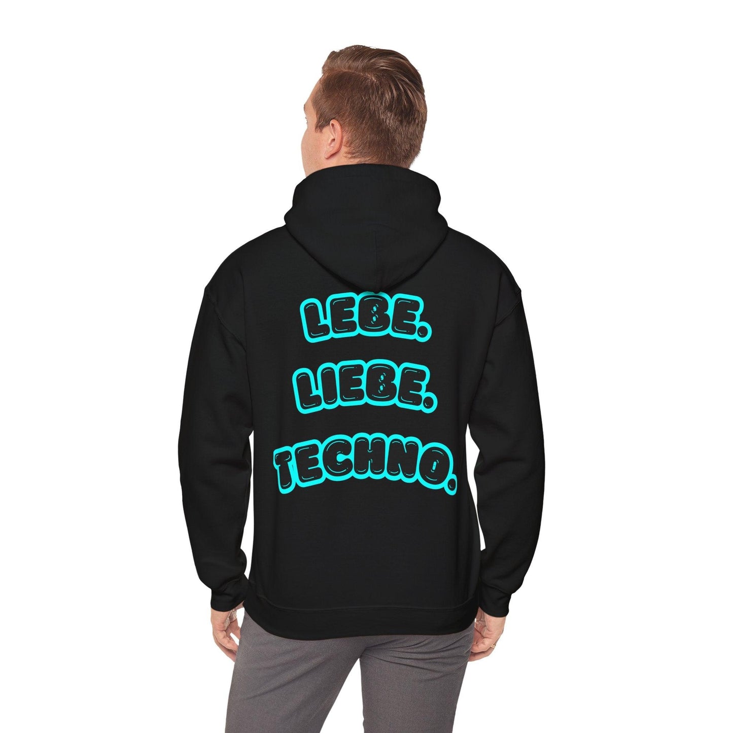 Techno Love Unisex Hoodie - Bassline Merch Slogan Hellblau Design