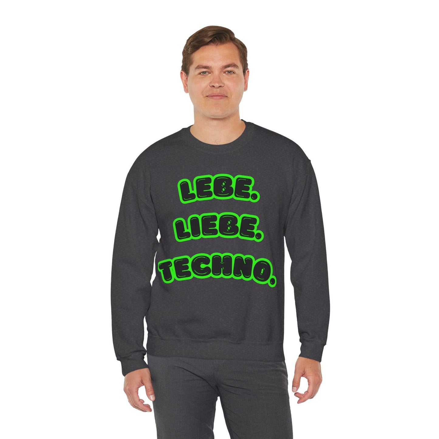 Techno Love Unisex Sweatshirt - Bassline Merch Slogan Grün Design