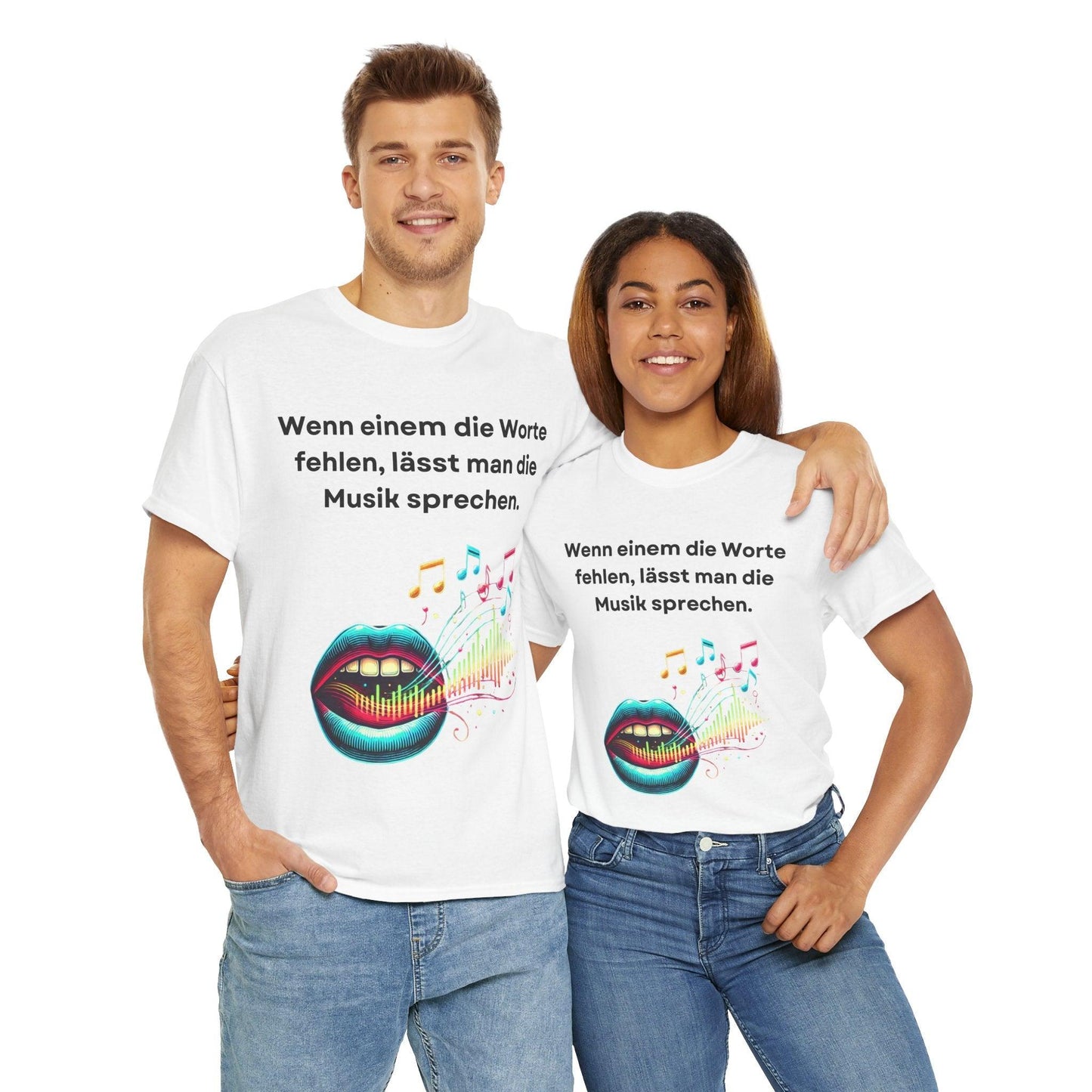Musik Noten Unisex T-Shirt - Wenn Wörter fehlen, spricht die Musik
