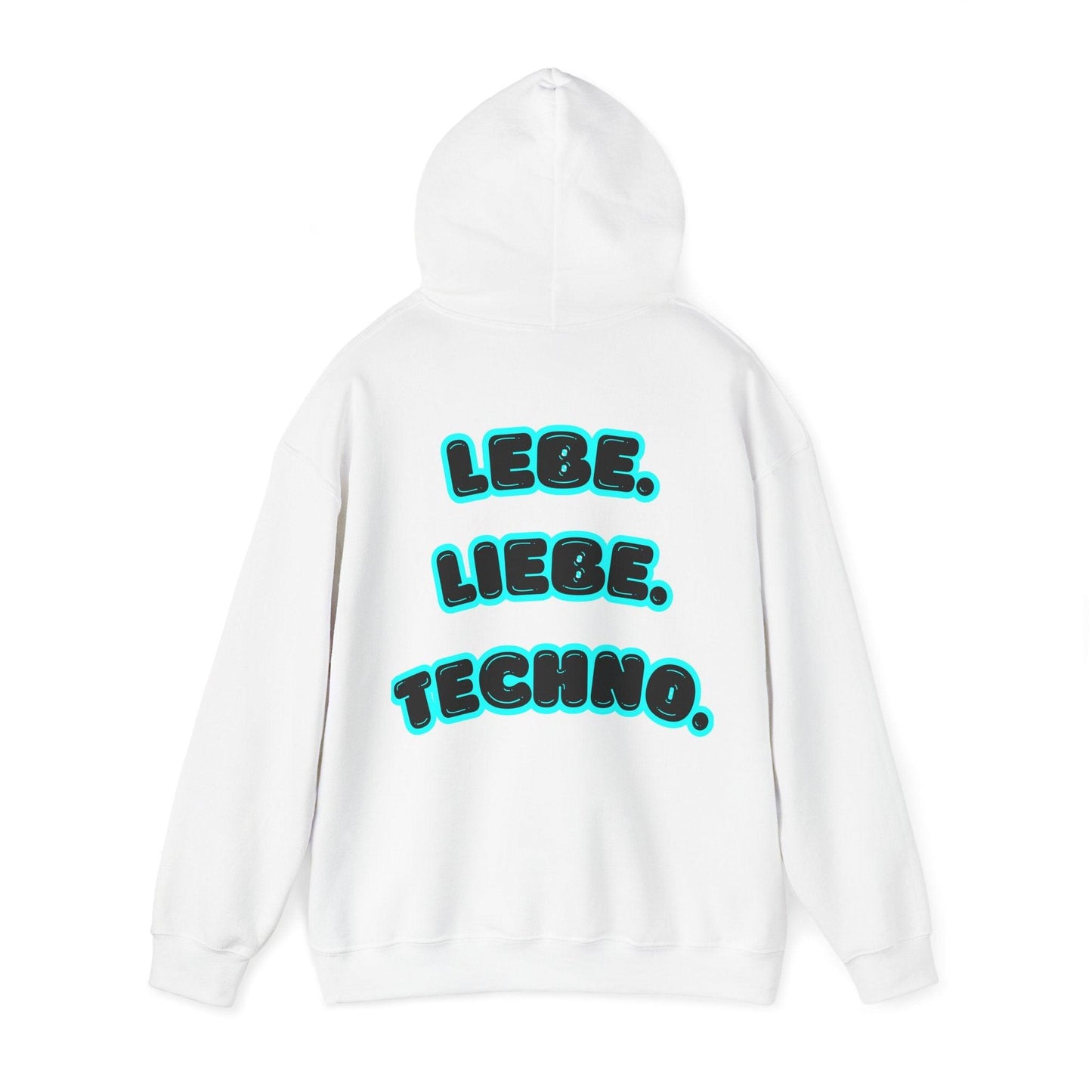 Techno Love Unisex Hoodie - Bassline Merch Slogan Hellblau Design