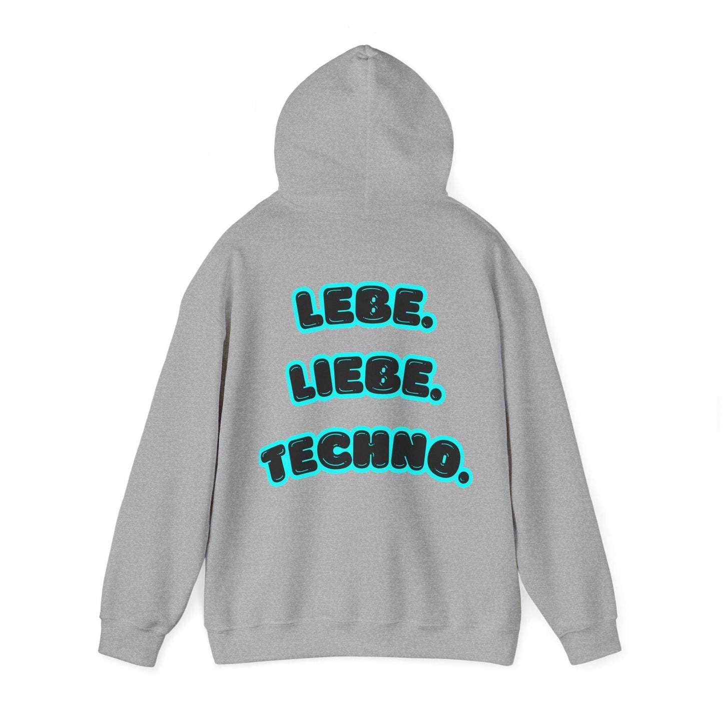 Techno Love Unisex Hoodie - Bassline Merch Slogan Hellblau Design