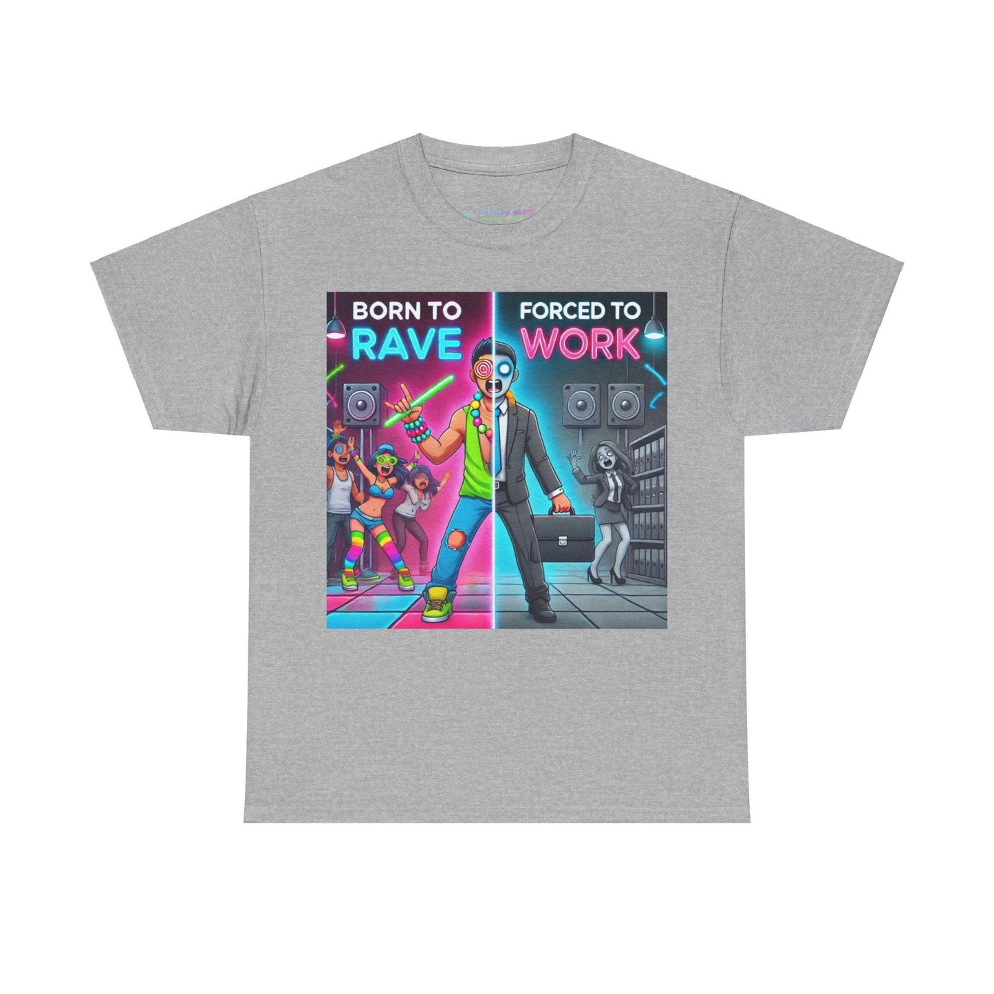 Techno Grafik Unisex T-Shirt - Rave vs Work Split