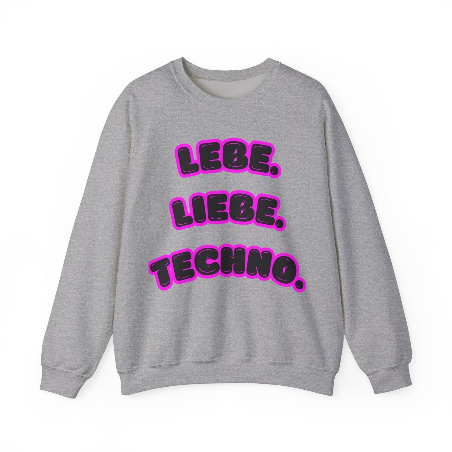 Techno Love Unisex Sweatshirt - Bassline Merch Slogan Pink Design