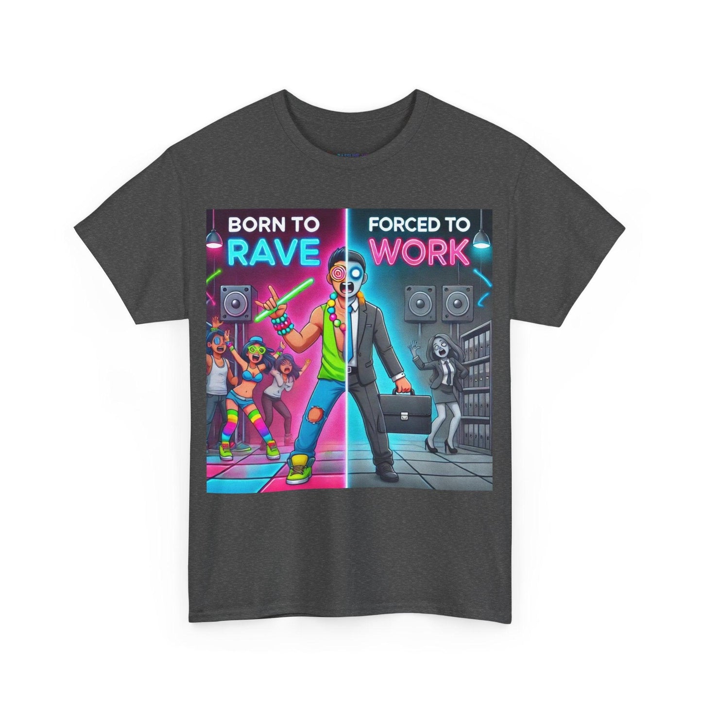 Techno Grafik Unisex T-Shirt - Rave vs Work Split