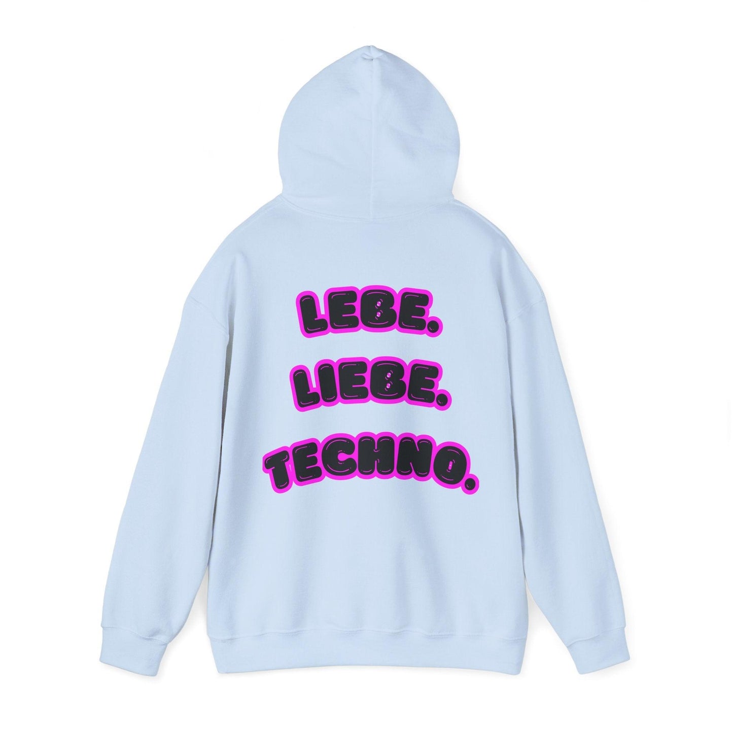 Techno Love Unisex Hoodie - Bassline Merch Slogan Pink Design