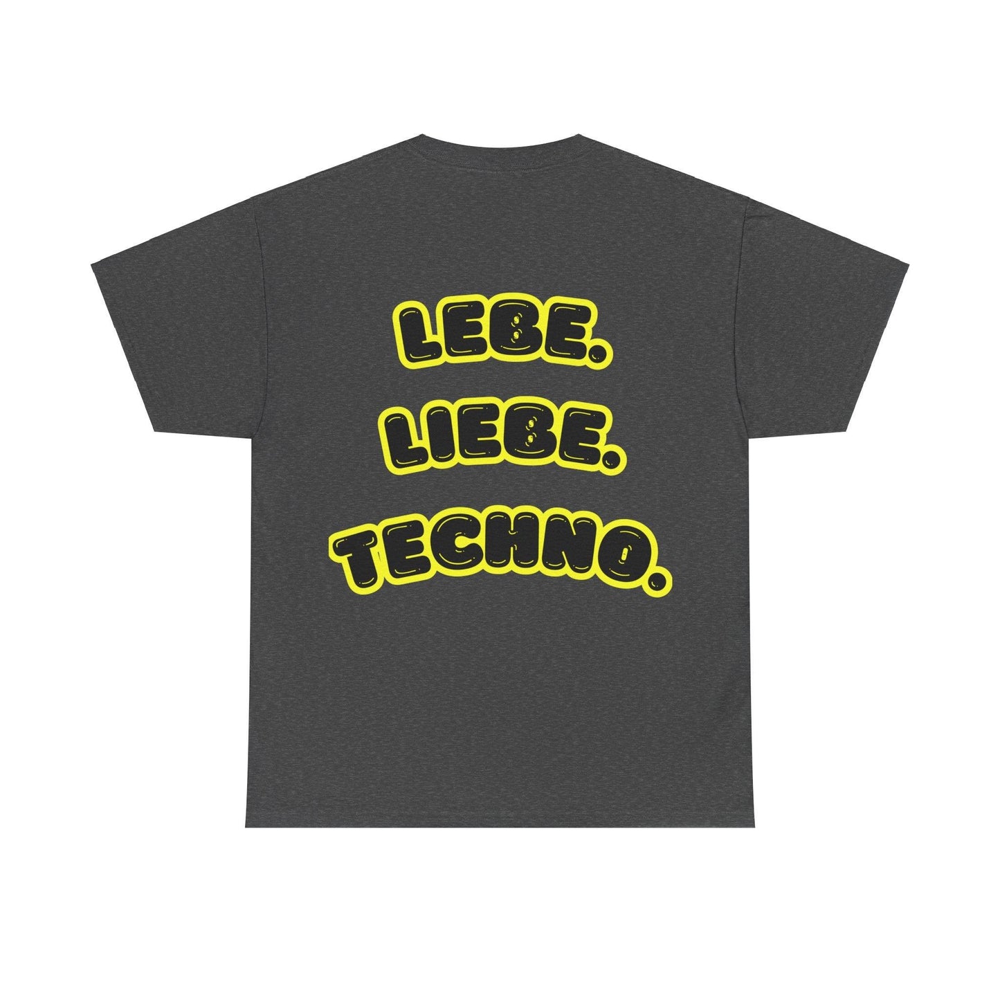 Techno Love Unisex Fan T-Shirt - Bassline Merch Slogan Gelb Design