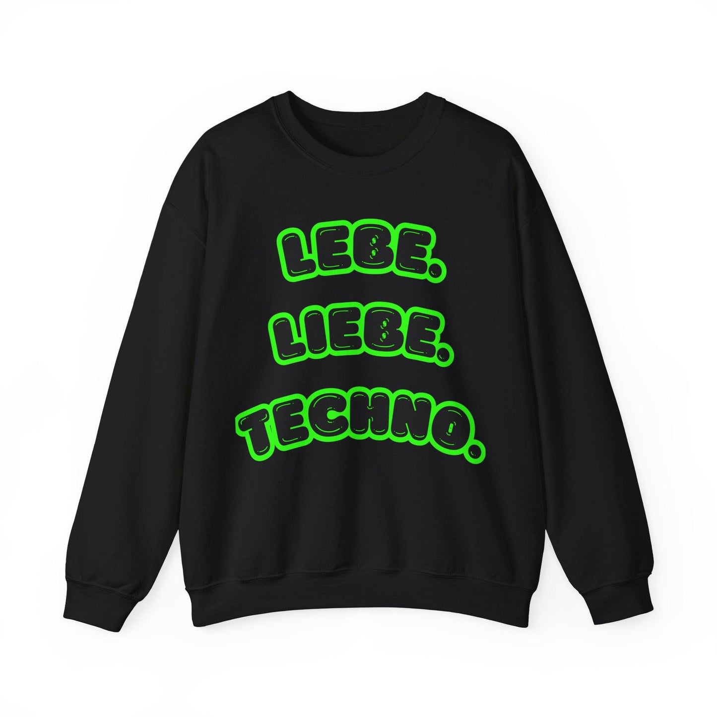 Techno Love Unisex Sweatshirt - Bassline Merch Slogan Grün Design