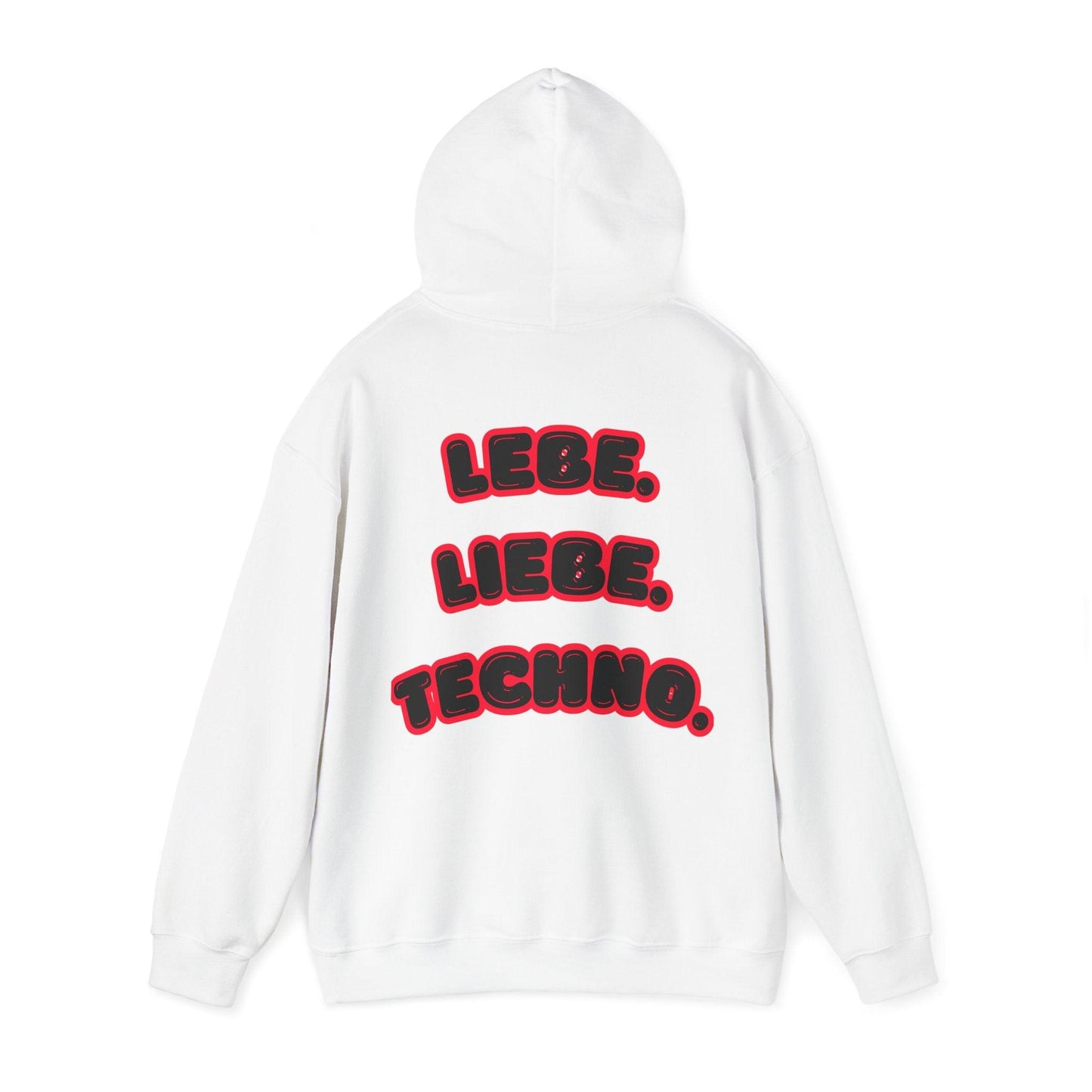 Techno Love Unisex Hoodie - Bassline Merch Slogan Rot Design