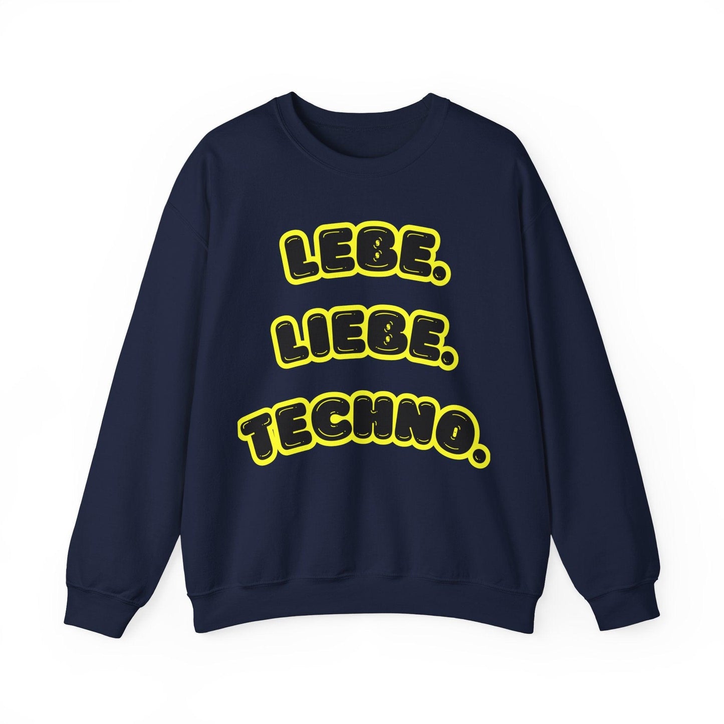 Techno Love Unisex Sweatshirt - Bassline Merch Slogan Gelb Design