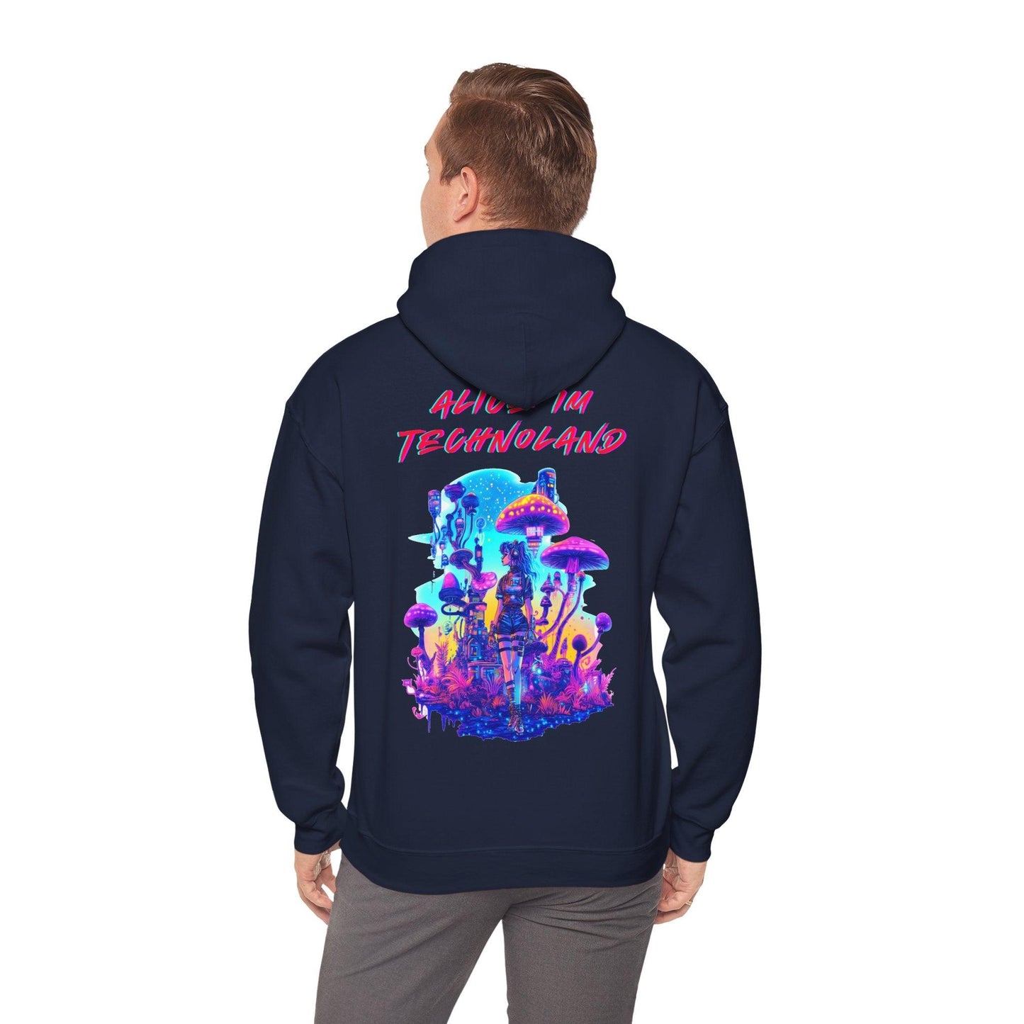 Techno Cyberpunk Hoodie - 'Alice im Technoland' Neon Design