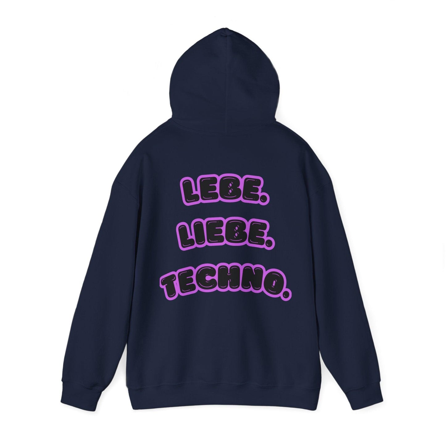 Techno Love Unisex Hoodie - Bassline Merch Slogan Lila Design