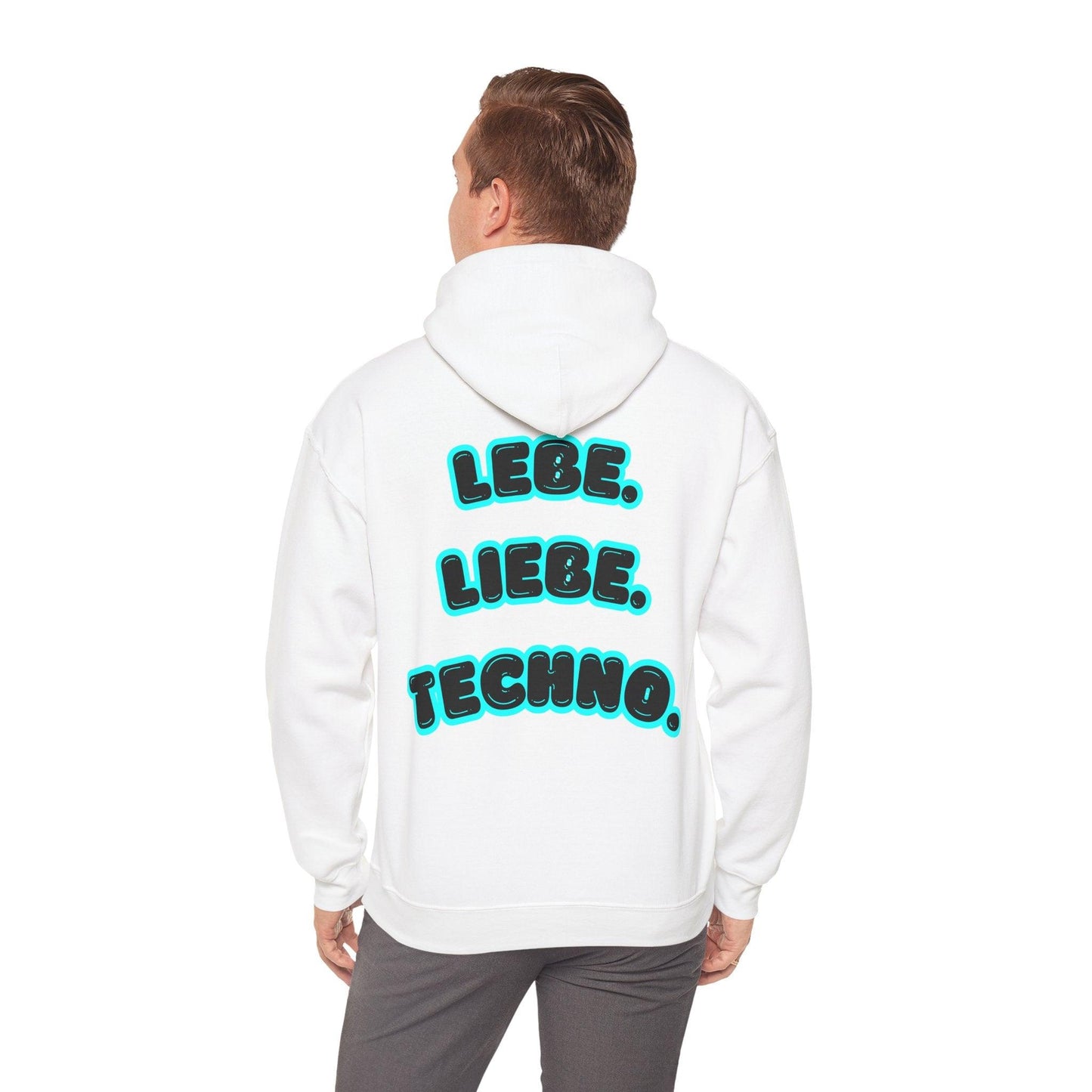 Techno Love Unisex Hoodie - Bassline Merch Slogan Hellblau Design
