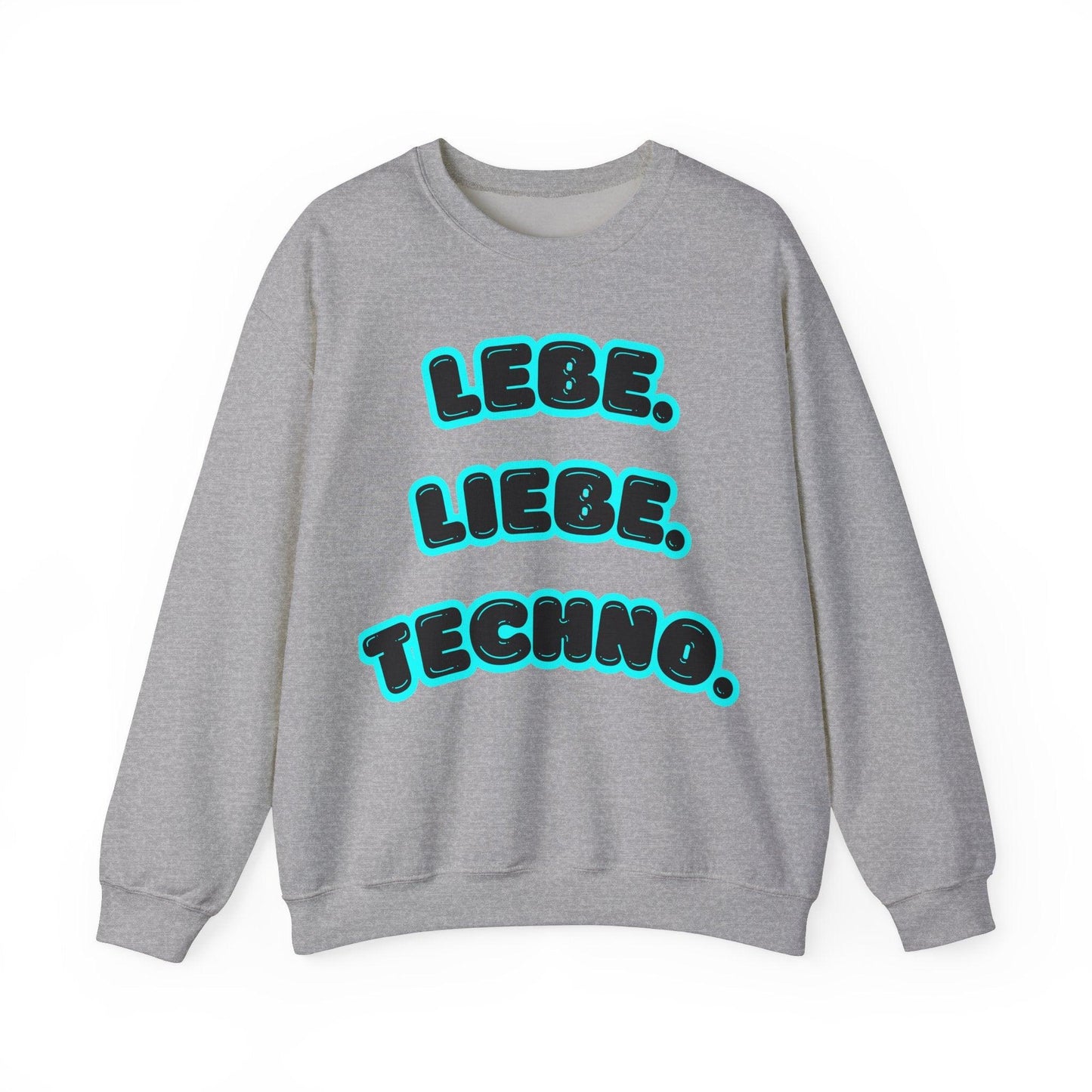 Techno Love Unisex Sweatshirt - Bassline Merch Slogan Hellblau Design