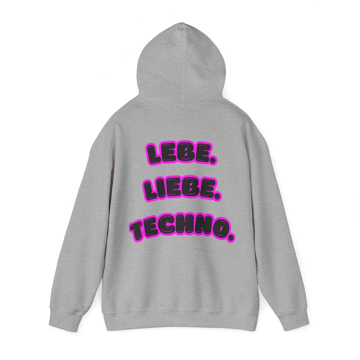 Techno Love Unisex Hoodie - Bassline Merch Slogan Pink Design