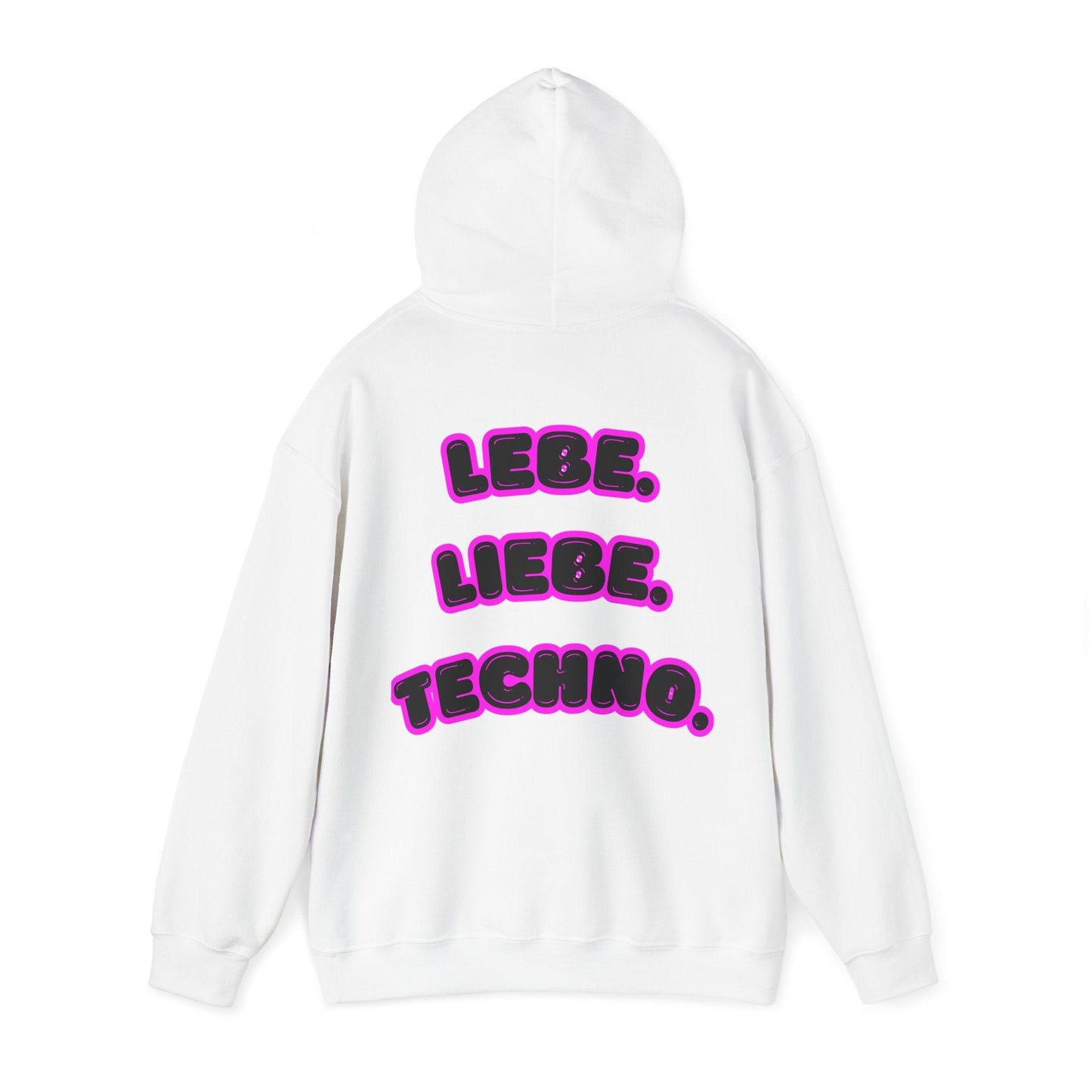 Techno Love Unisex Hoodie - Bassline Merch Slogan Pink Design