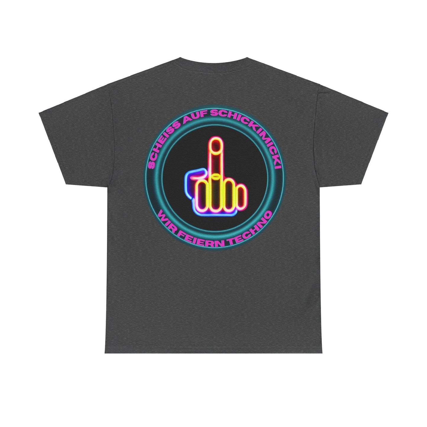 Techno Rave Neon Mittelfinger Unisex T-Shirt Rückseite