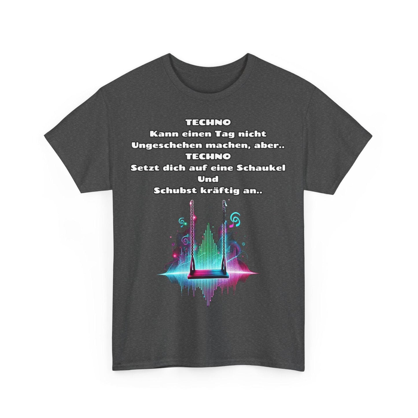 Techno Swing Unisex T-Shirt - Schaukel mit Lichtern und Frequenzlinien Design