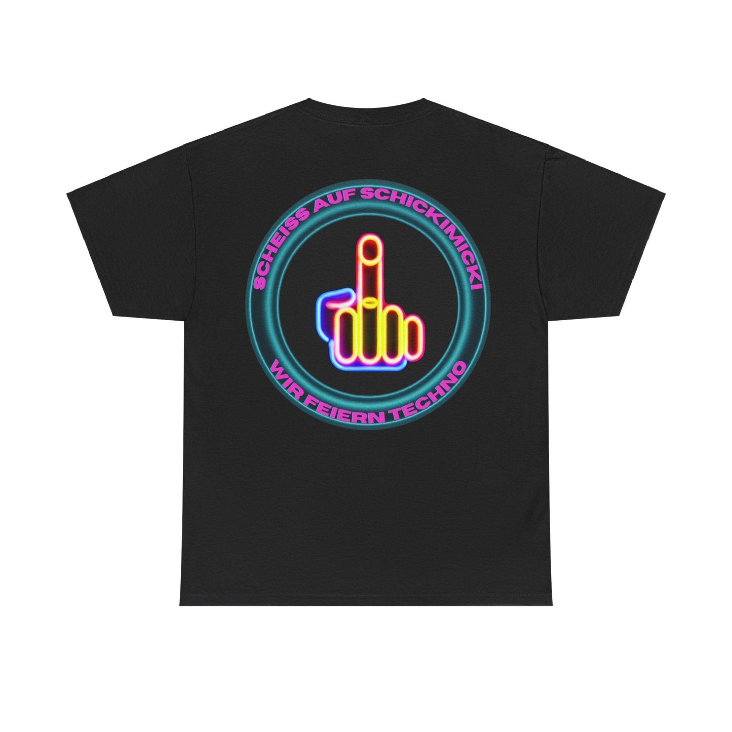 Techno Rave Neon Mittelfinger Unisex T-Shirt Rückseite