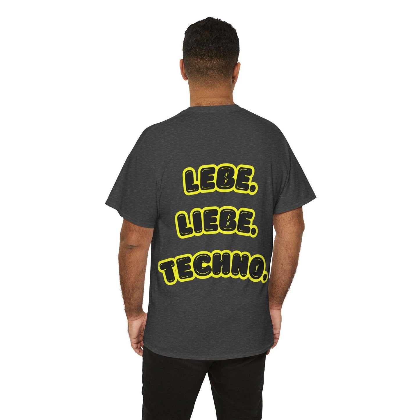 Techno Love Unisex Fan T-Shirt - Bassline Merch Slogan Gelb Design