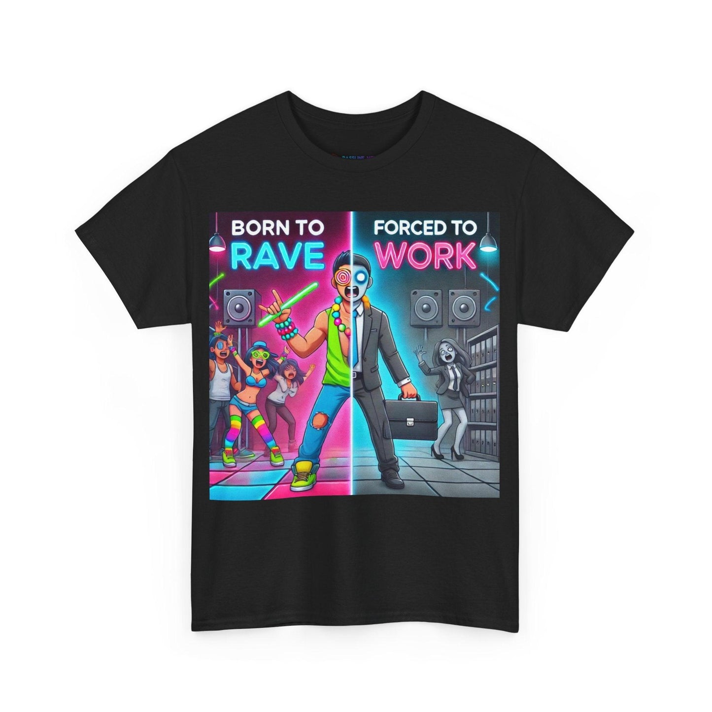 Techno Grafik Unisex T-Shirt - Rave vs Work Split