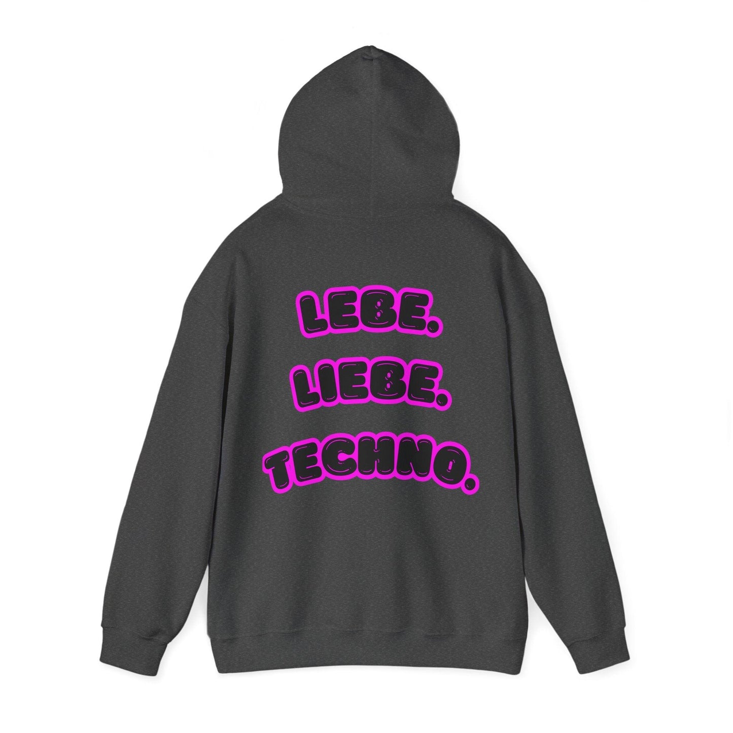 Techno Love Unisex Hoodie - Bassline Merch Slogan Pink Design
