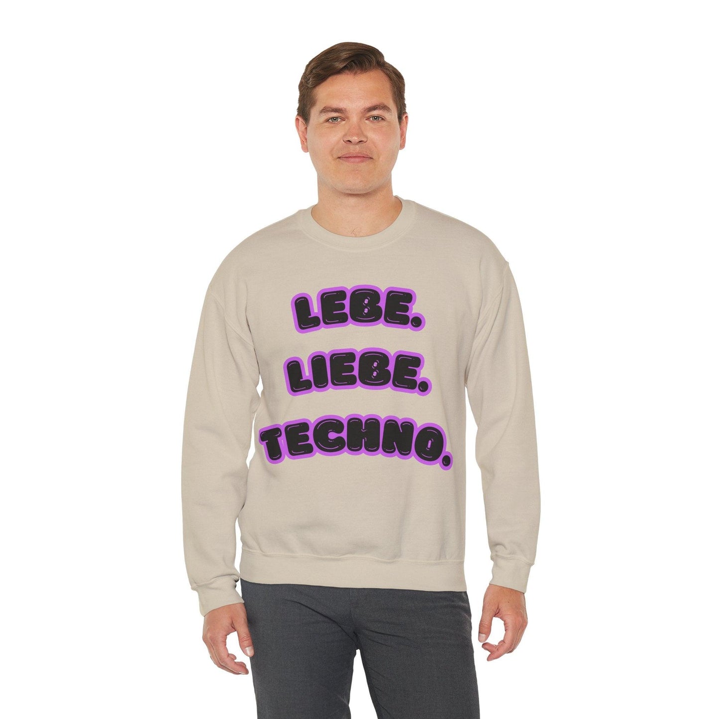 Techno Love Unisex Sweatshirt - Bassline Merch Slogan Lila Design