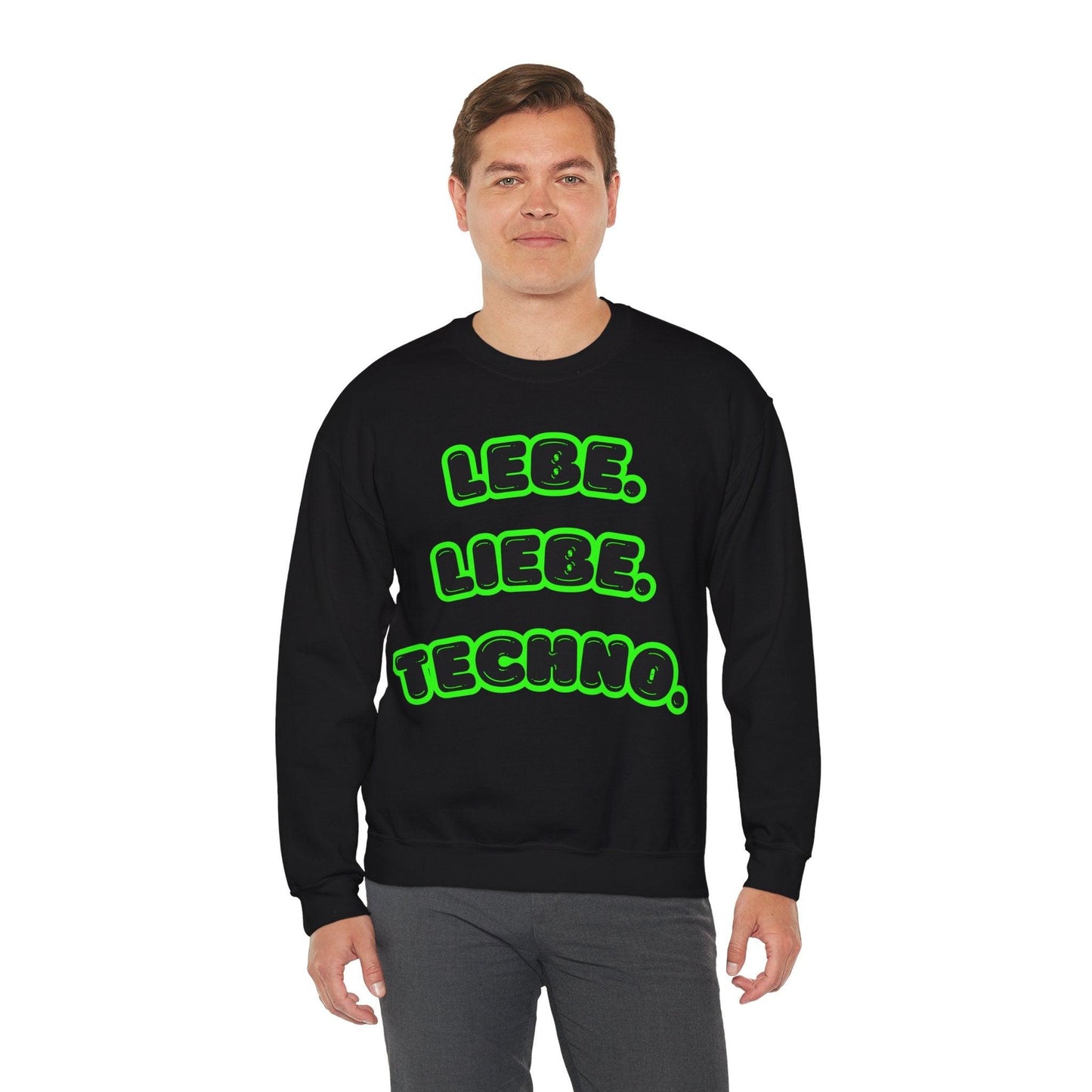 Techno Love Unisex Sweatshirt - Bassline Merch Slogan Grün Design