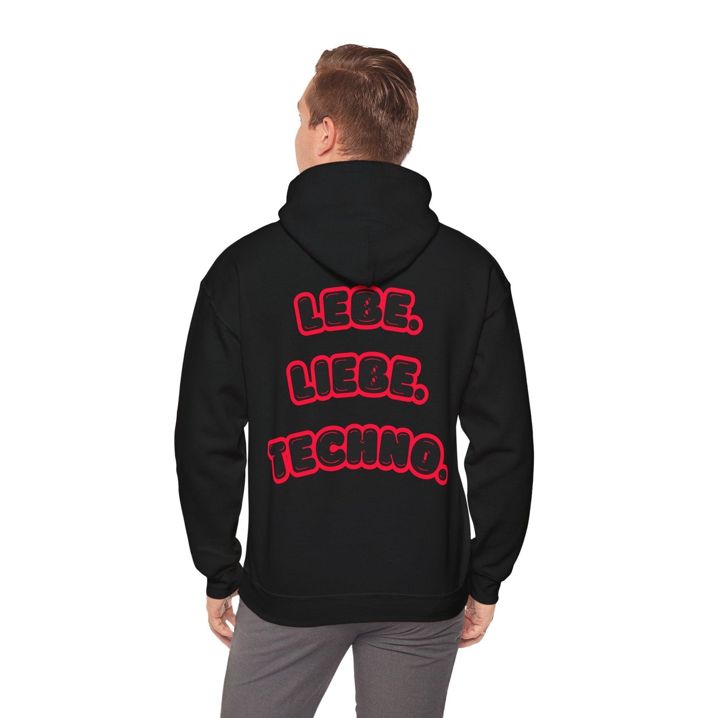 Techno Love Unisex Hoodie - Bassline Merch Slogan Rot Design