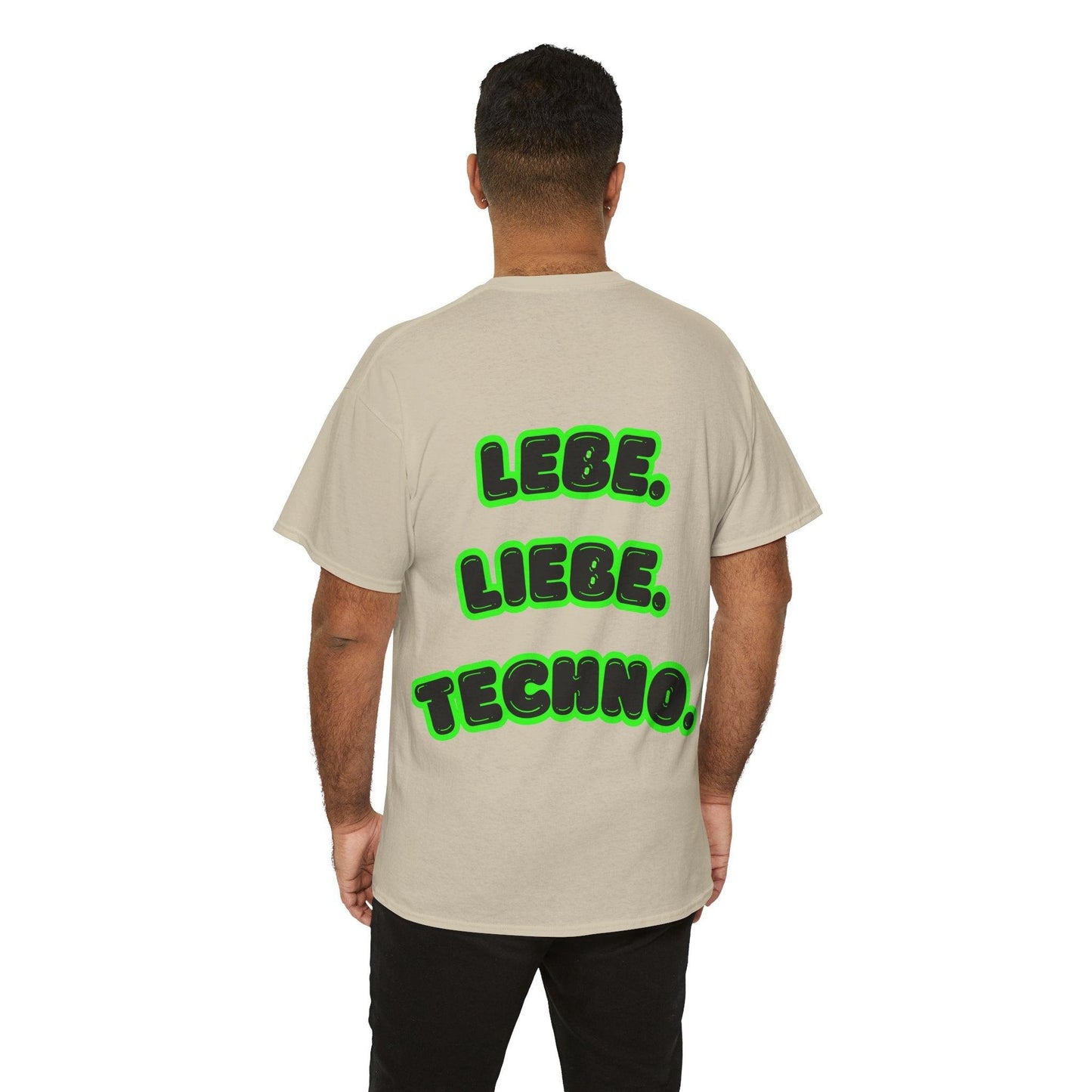 Techno Love Unisex Fan T-Shirt - Bassline Merch Slogan Grün Design
