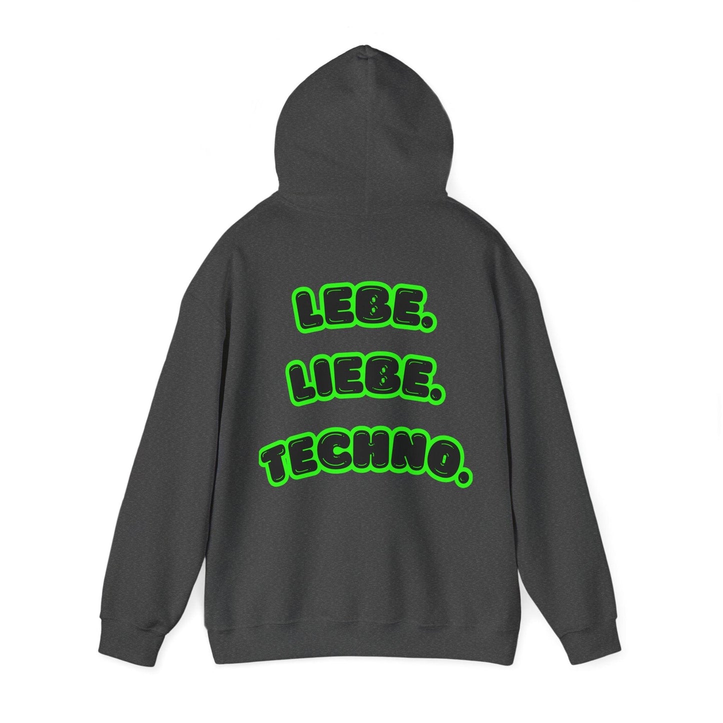 Techno Love Unisex Hoodie - Bassline Merch Slogan Grün Design