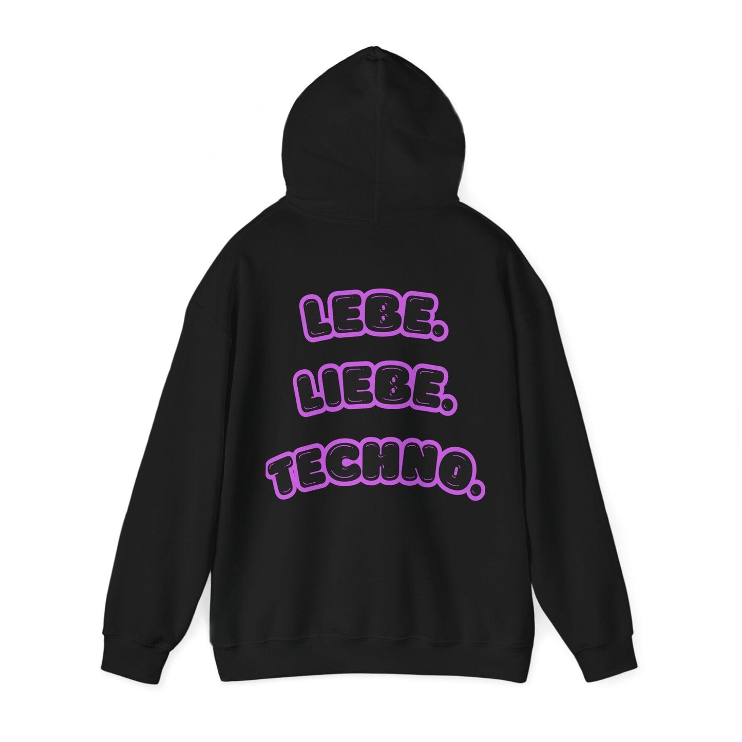 Techno Love Unisex Hoodie - Bassline Merch Slogan Lila Design