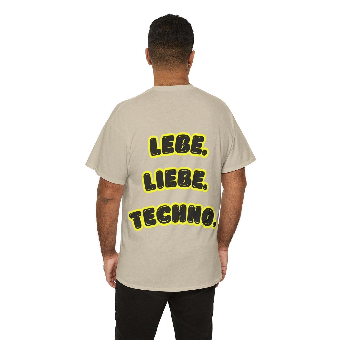 Techno Love Unisex Fan T-Shirt - Bassline Merch Slogan Gelb Design