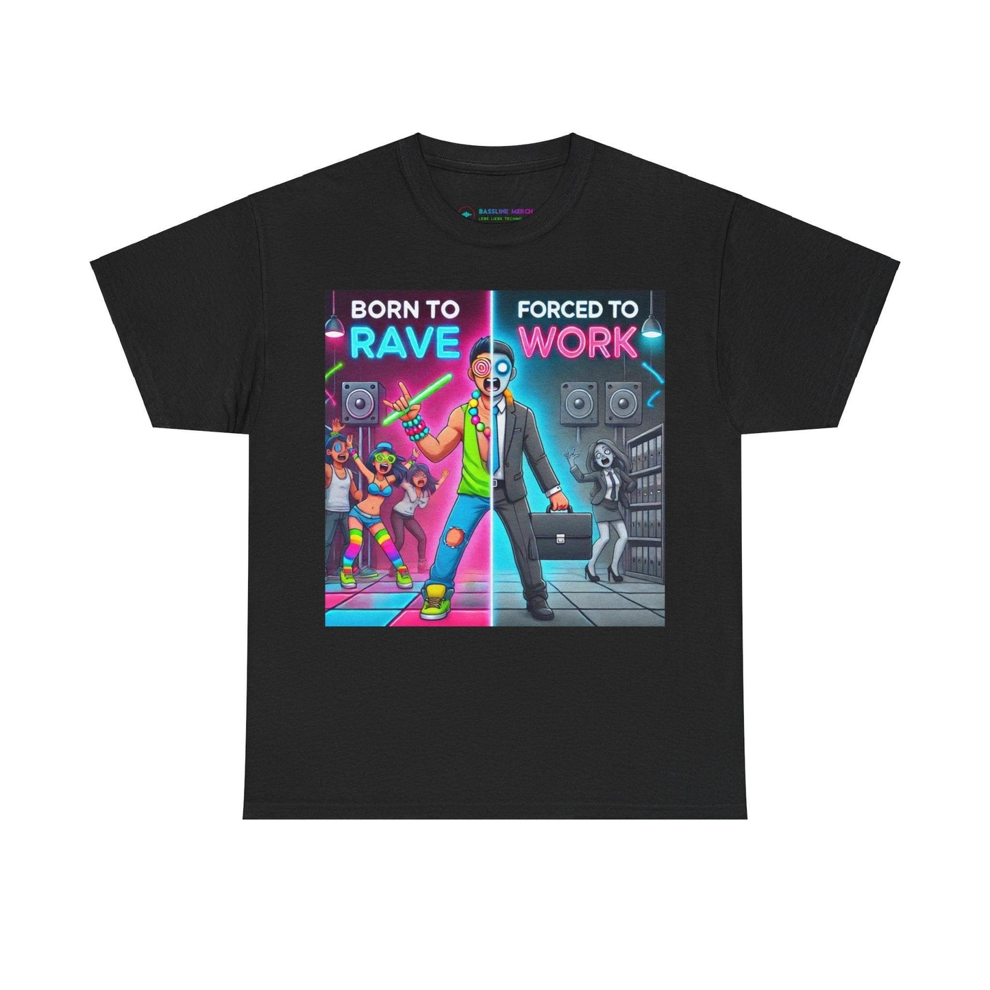 Techno Grafik Unisex T-Shirt - Rave vs Work Split