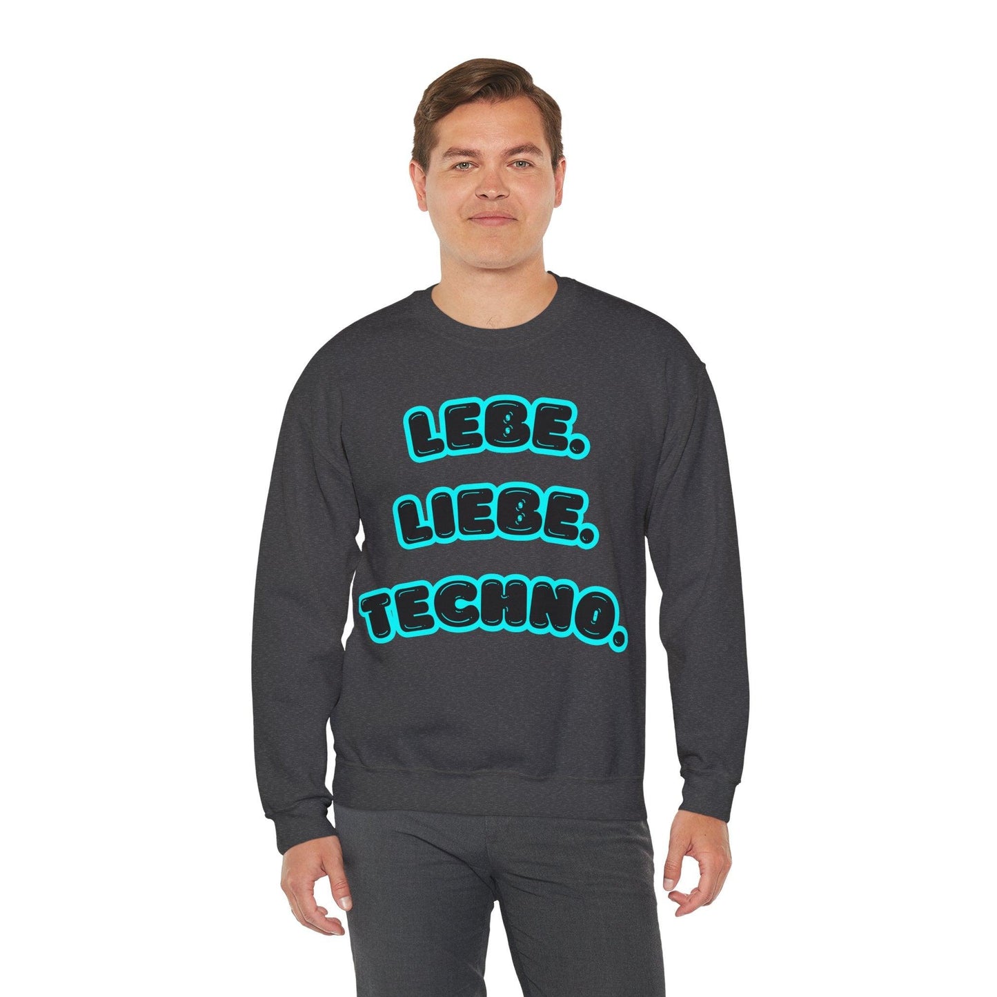 Techno Love Unisex Sweatshirt - Bassline Merch Slogan Hellblau Design