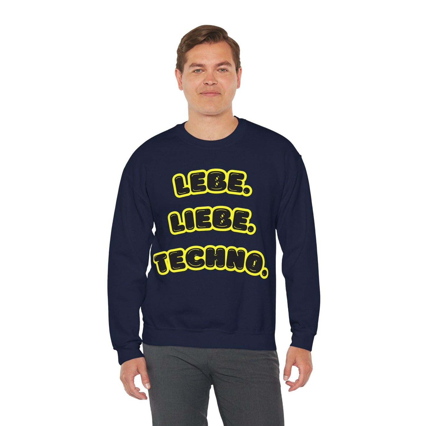 Techno Love Unisex Sweatshirt - Bassline Merch Slogan Gelb Design