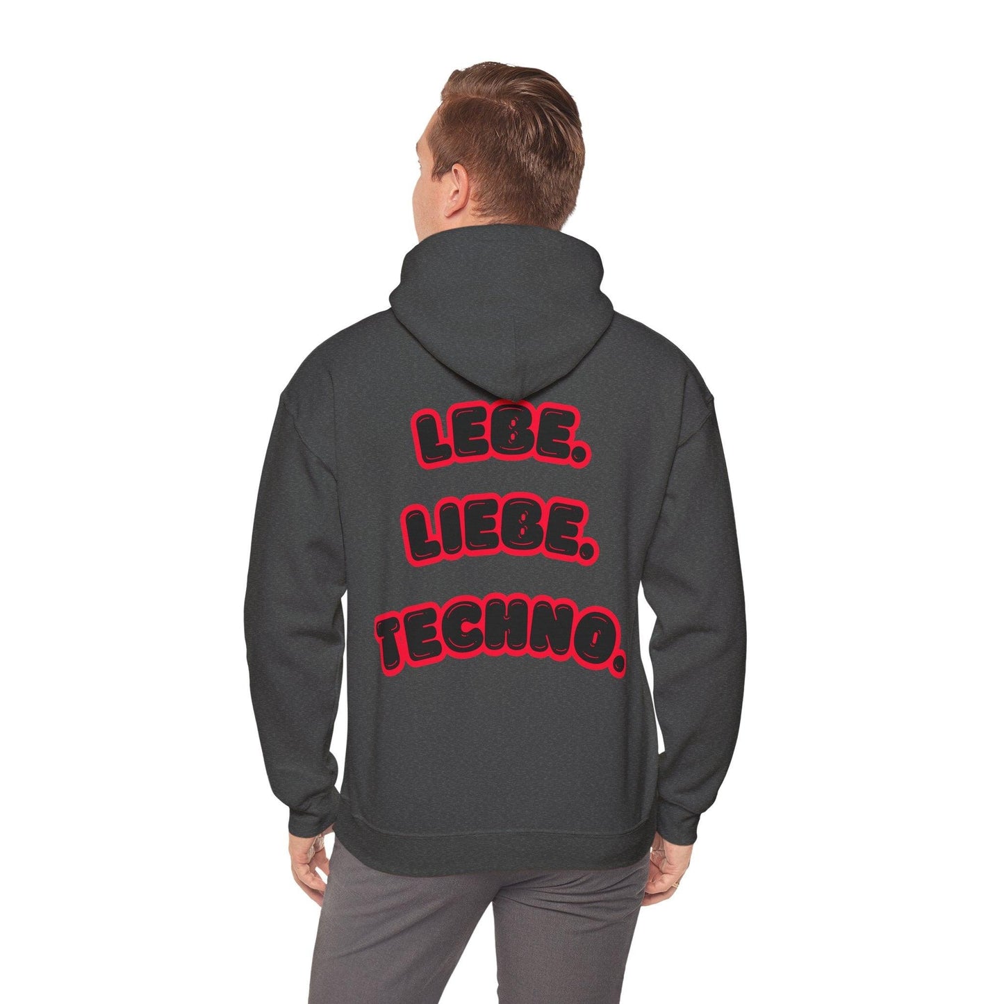 Techno Love Unisex Hoodie - Bassline Merch Slogan Rot Design