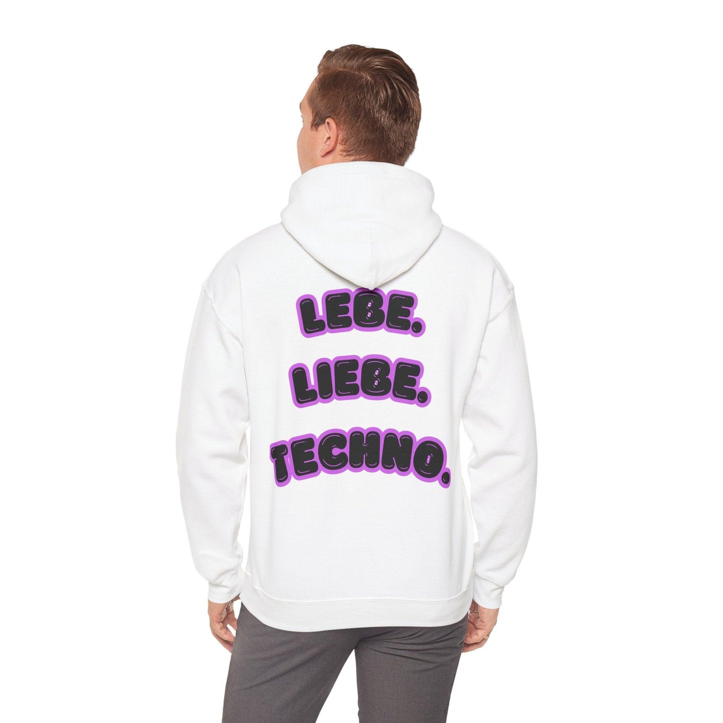 Techno Love Unisex Hoodie - Bassline Merch Slogan Lila Design