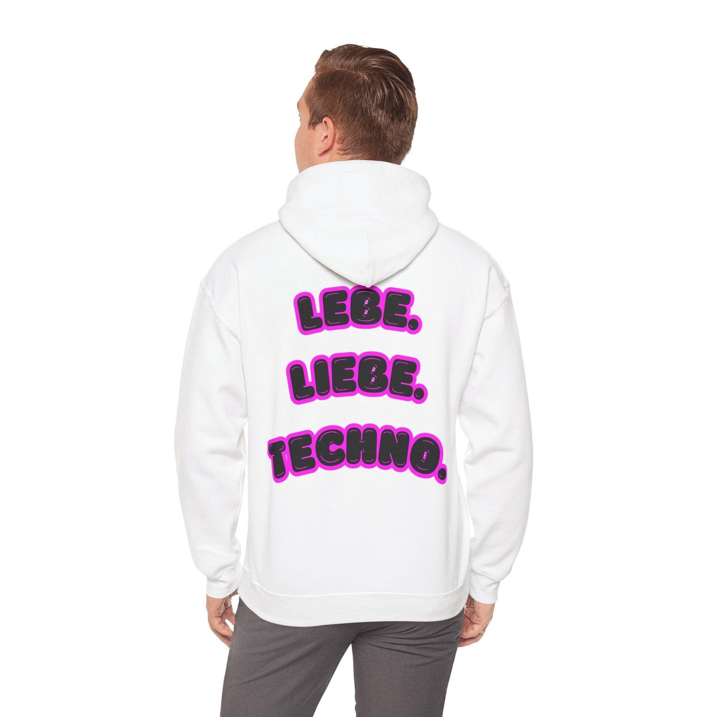 Techno Love Unisex Hoodie - Bassline Merch Slogan Pink Design