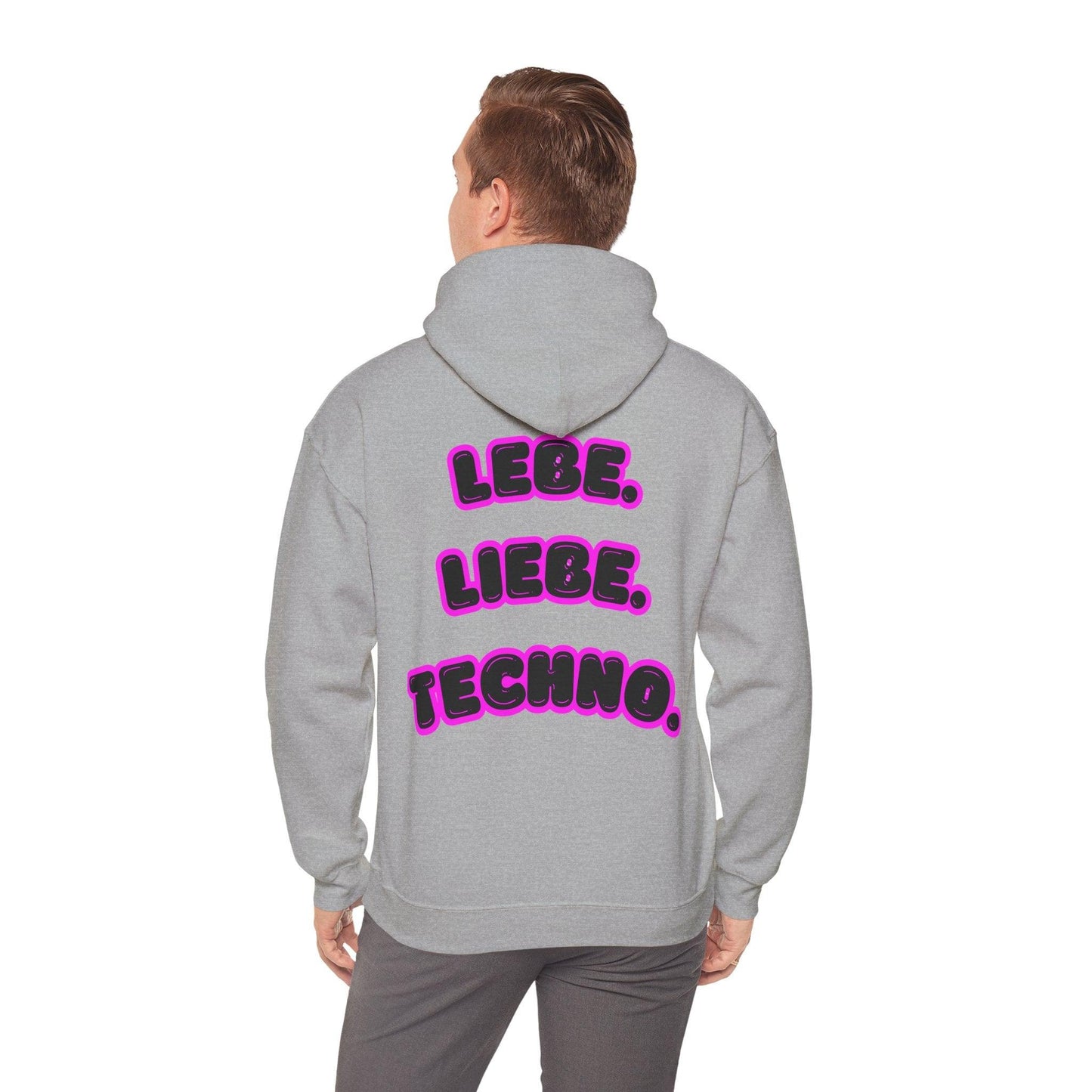 Techno Love Unisex Hoodie - Bassline Merch Slogan Pink Design