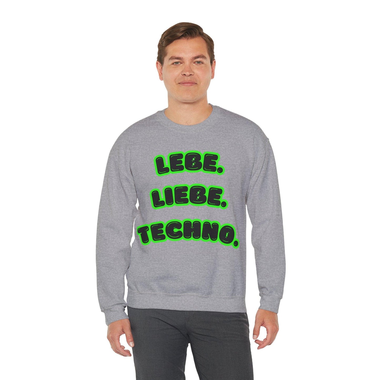 Techno Love Unisex Sweatshirt - Bassline Merch Slogan Grün Design