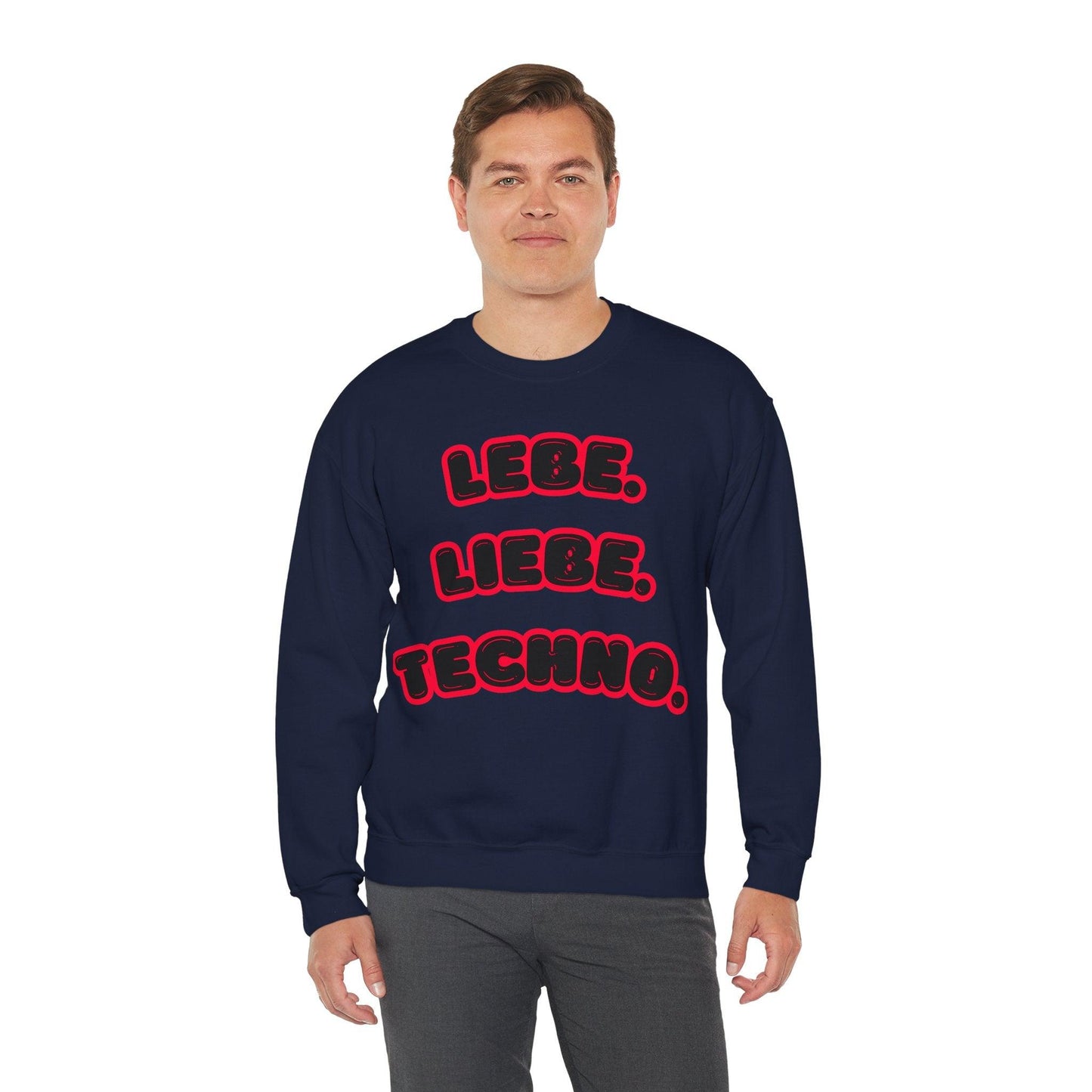 Techno Love Unisex Sweatshirt - Bassline Merch Slogan Rot Design