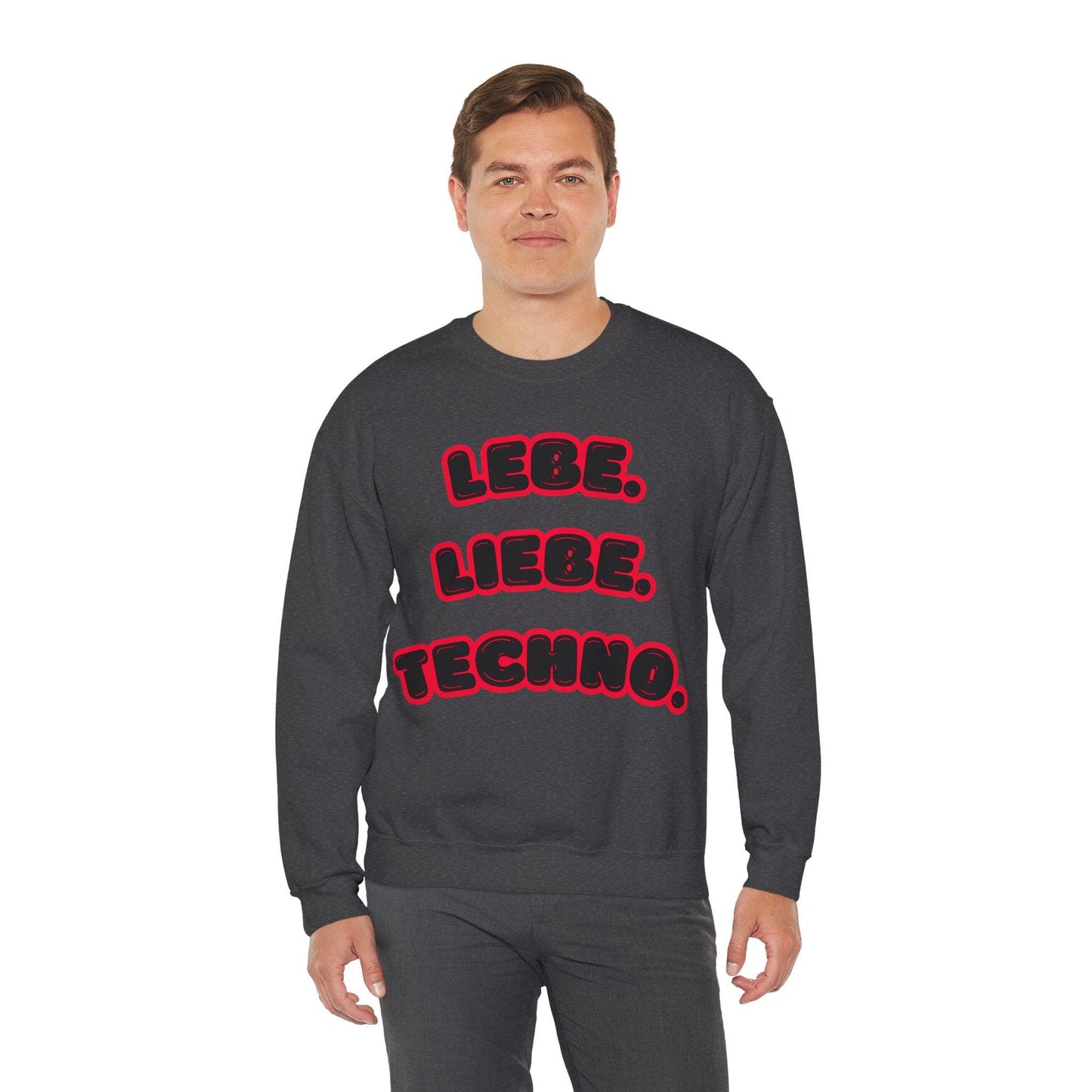 Techno Love Unisex Sweatshirt - Bassline Merch Slogan Rot Design