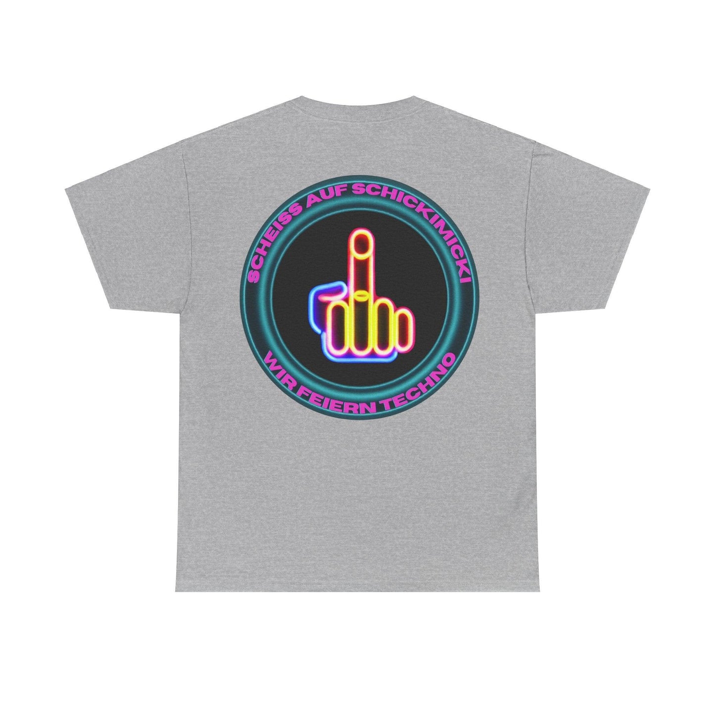 Techno Rave Neon Mittelfinger Unisex T-Shirt Rückseite