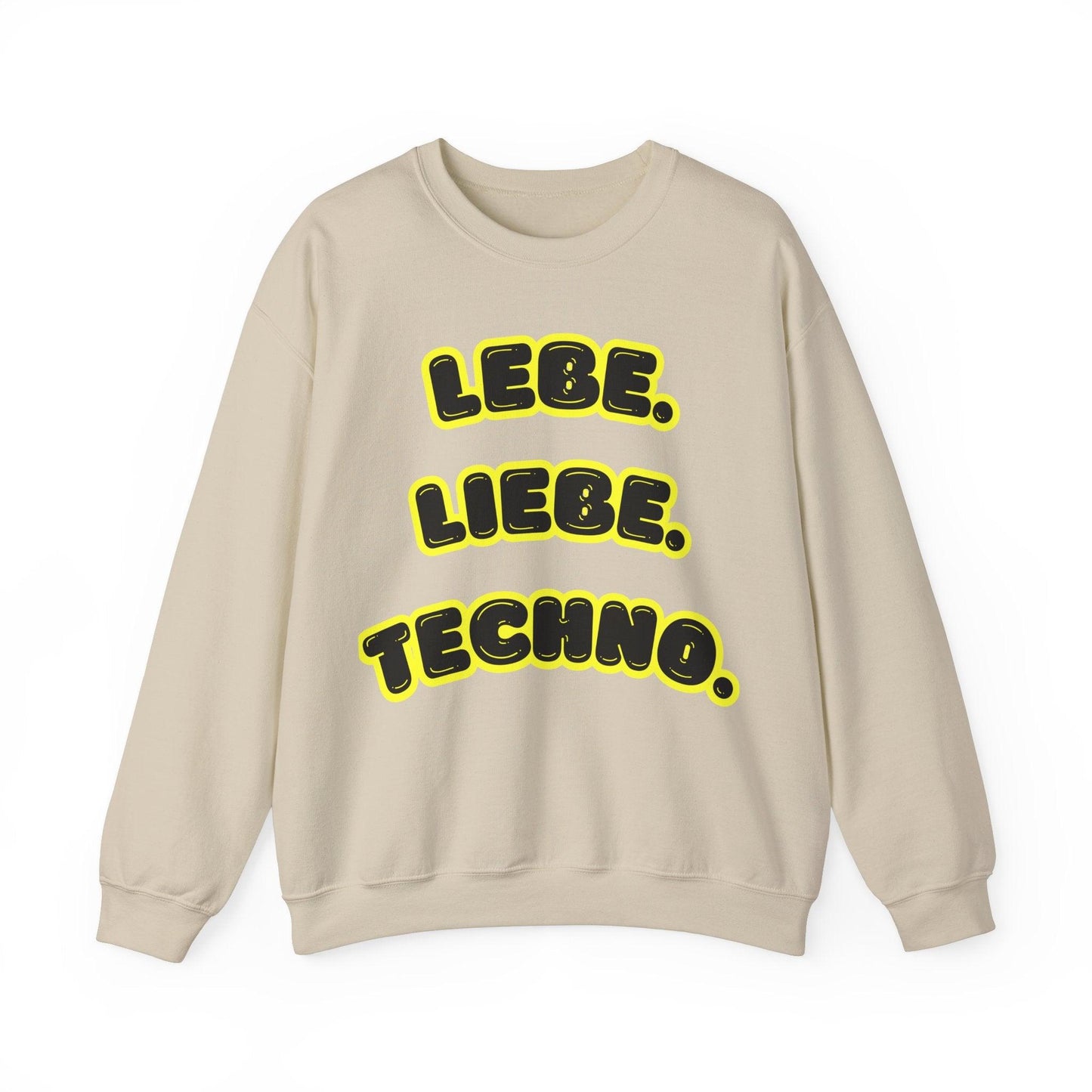 Techno Love Unisex Sweatshirt - Bassline Merch Slogan Gelb Design