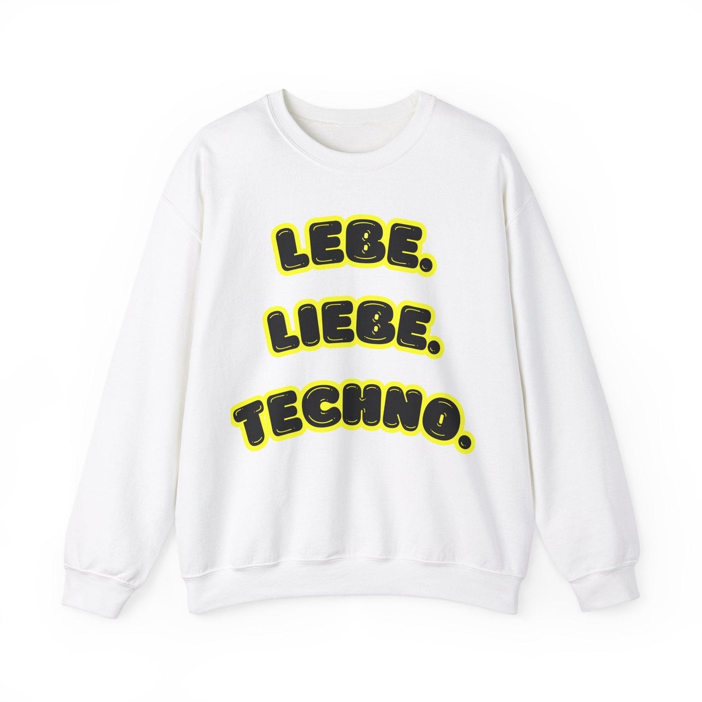 Techno Love Unisex Sweatshirt - Bassline Merch Slogan Gelb Design