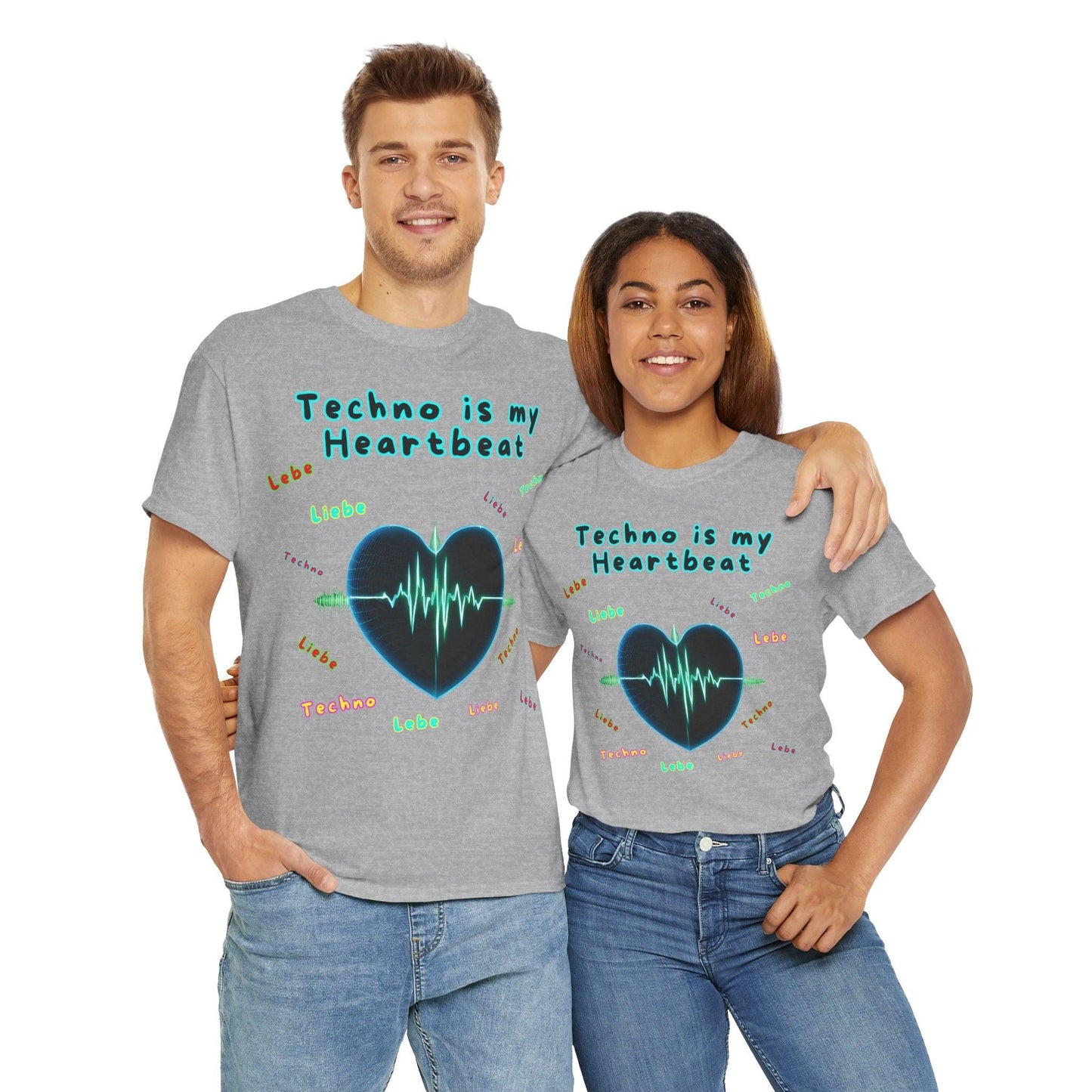 Techno Herzschlag Unisex T-Shirt - Neon Heart Design