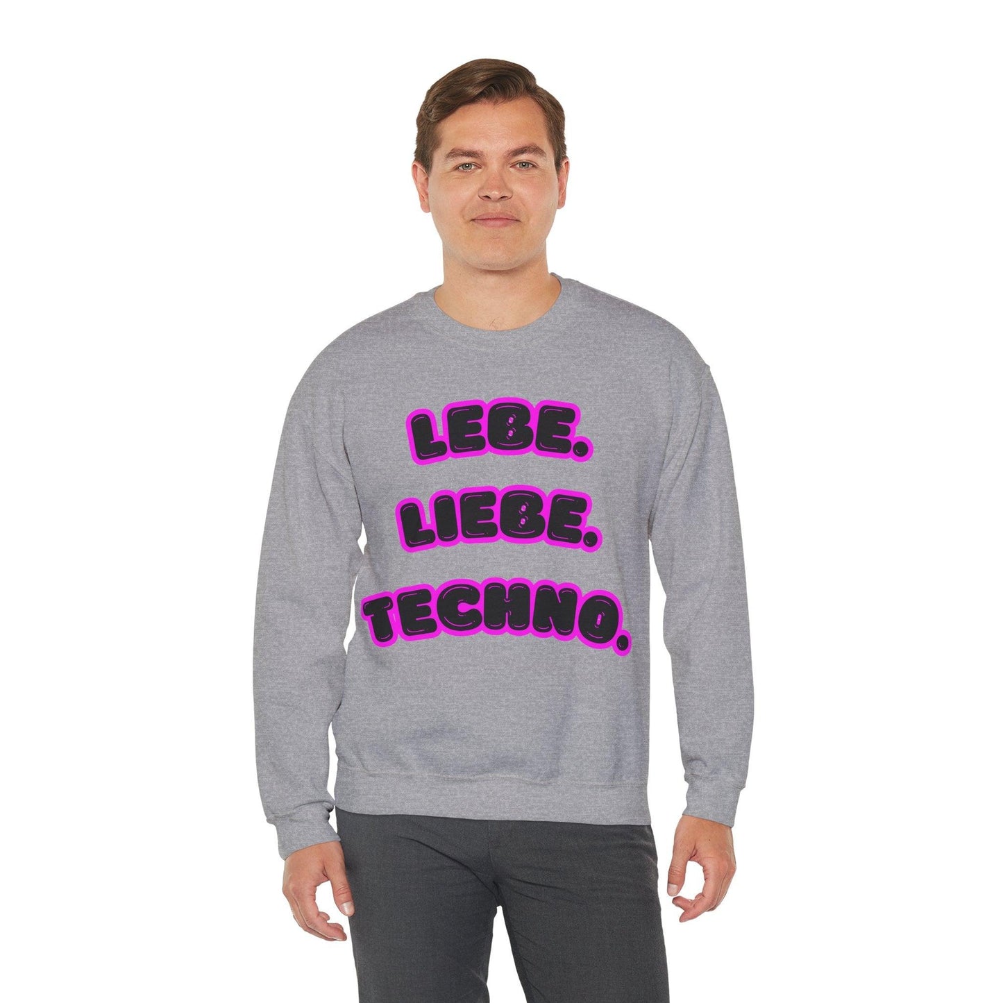 Techno Love Unisex Sweatshirt - Bassline Merch Slogan Pink Design