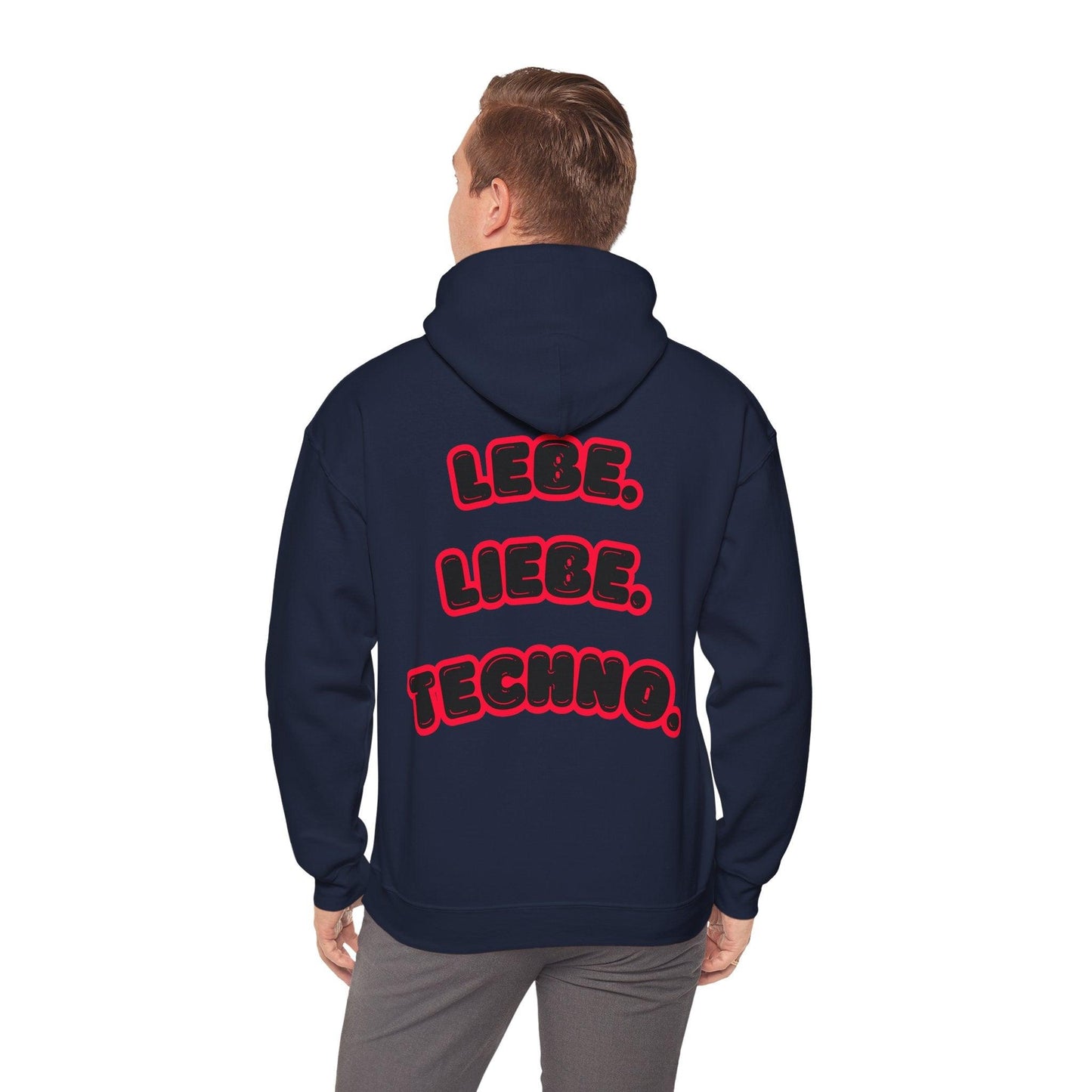 Techno Love Unisex Hoodie - Bassline Merch Slogan Rot Design