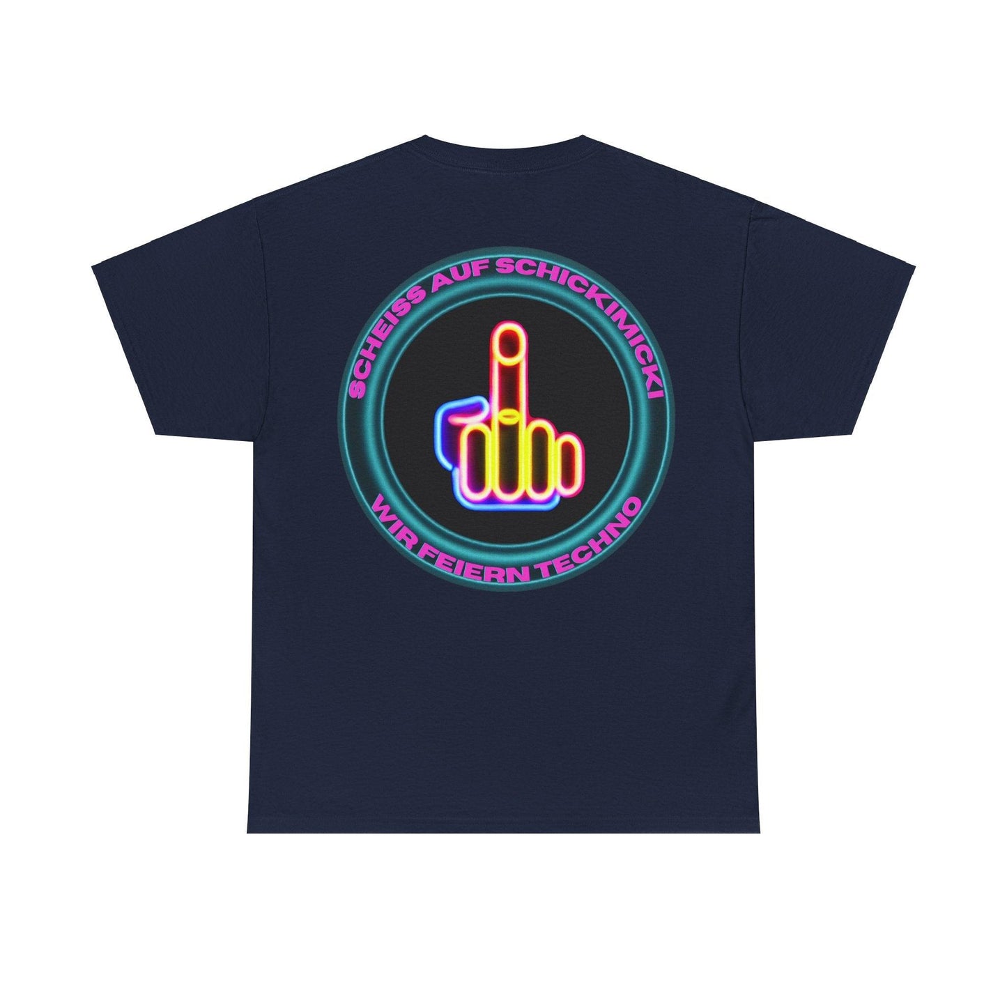 Techno Rave Neon Mittelfinger Unisex T-Shirt Rückseite