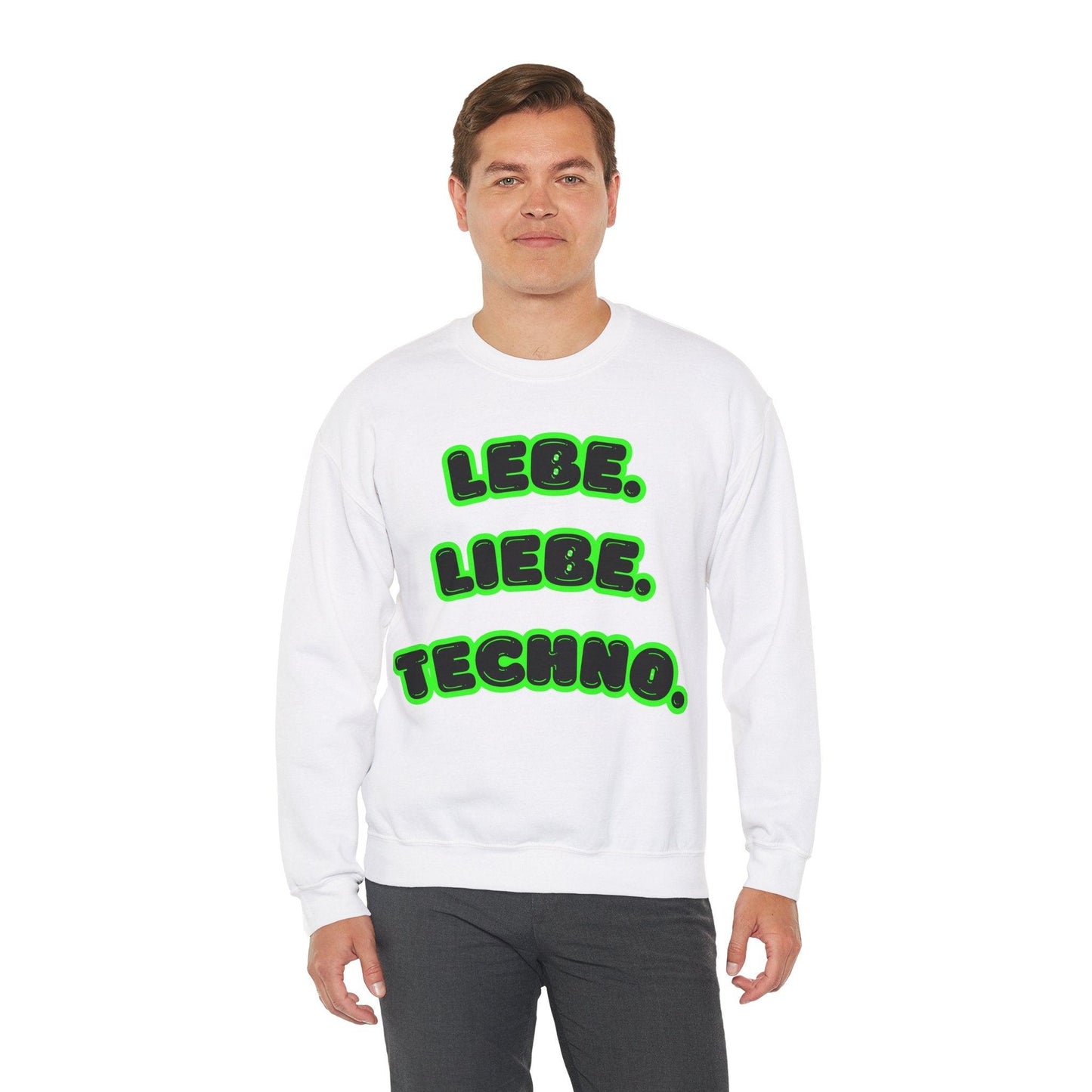 Techno Love Unisex Sweatshirt - Bassline Merch Slogan Grün Design